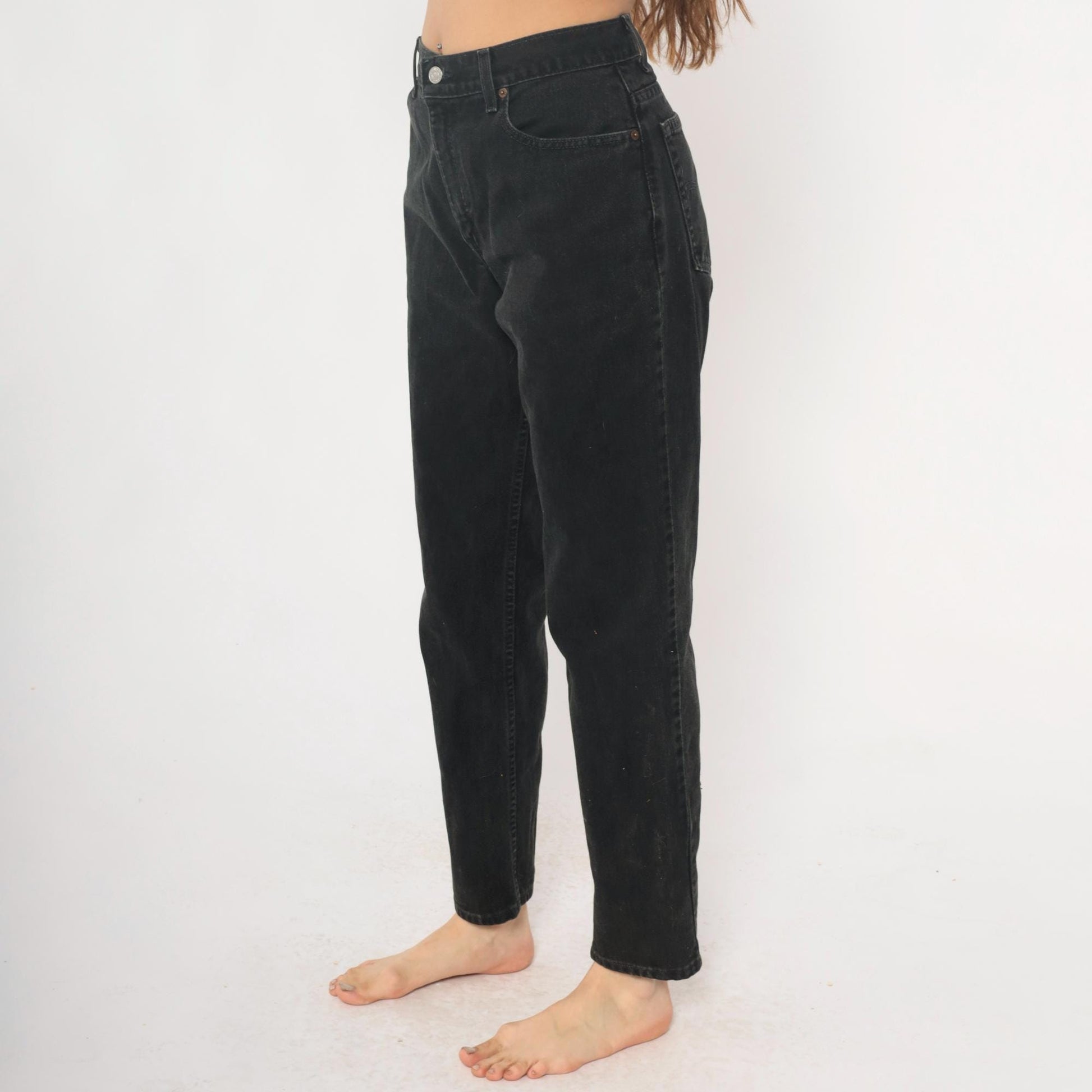 Levi's 550 Black High-Waisted Straight Leg Jeans Y2K Denim Medium