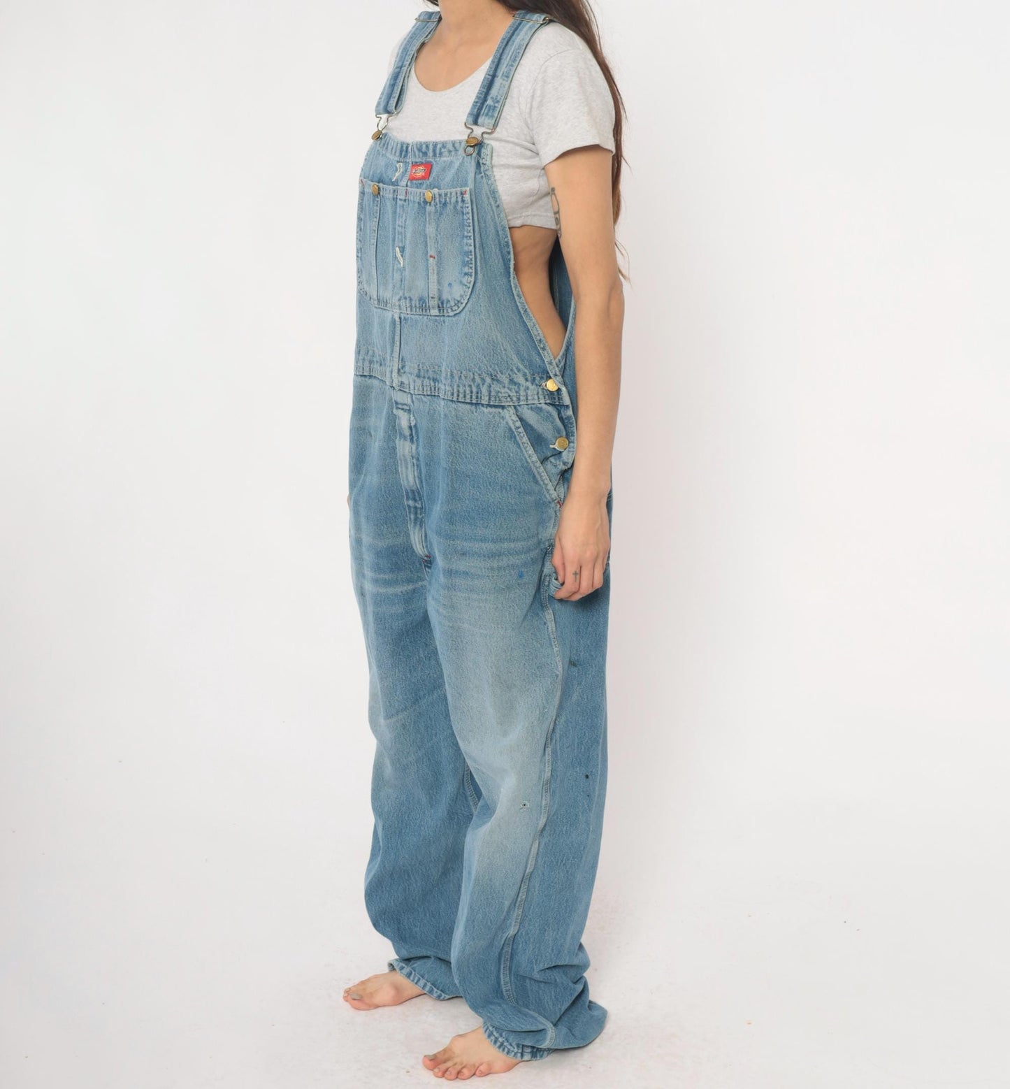 Dickies Y2K Light Blue Denim Overalls Distressed Workwear Plus Size XXL