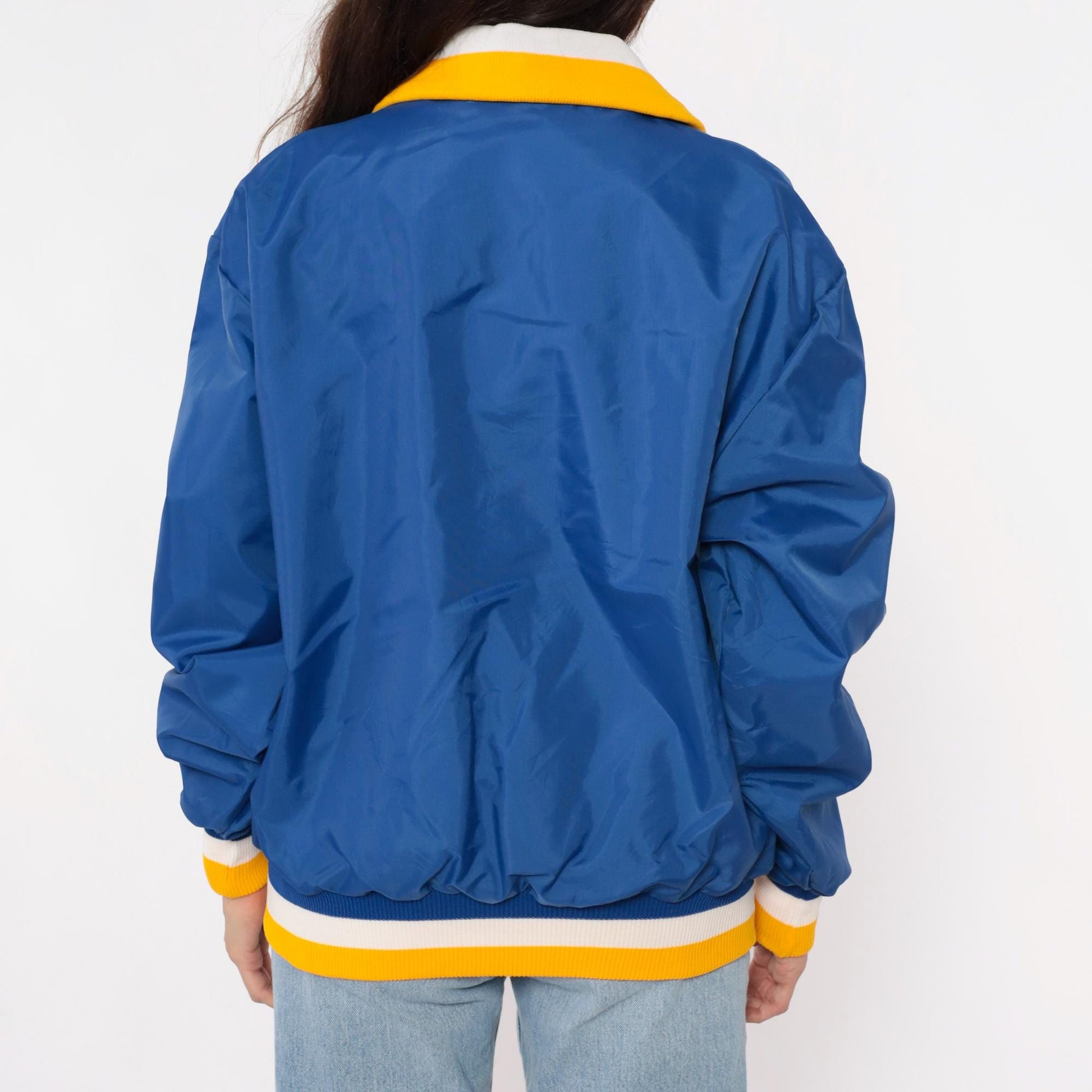 90s Blue Windbreaker Half Zip Pullover Foothill Athletics Embroidered Medium