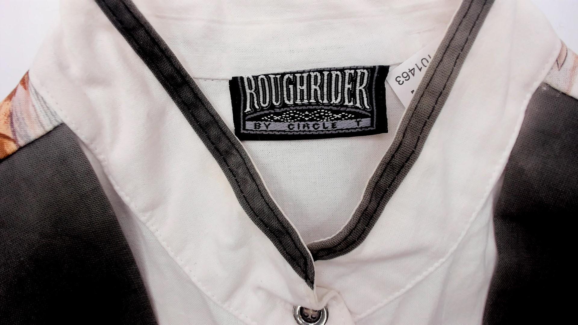 90s Roughrider Western Horse Print Button-Up Blouse White Small