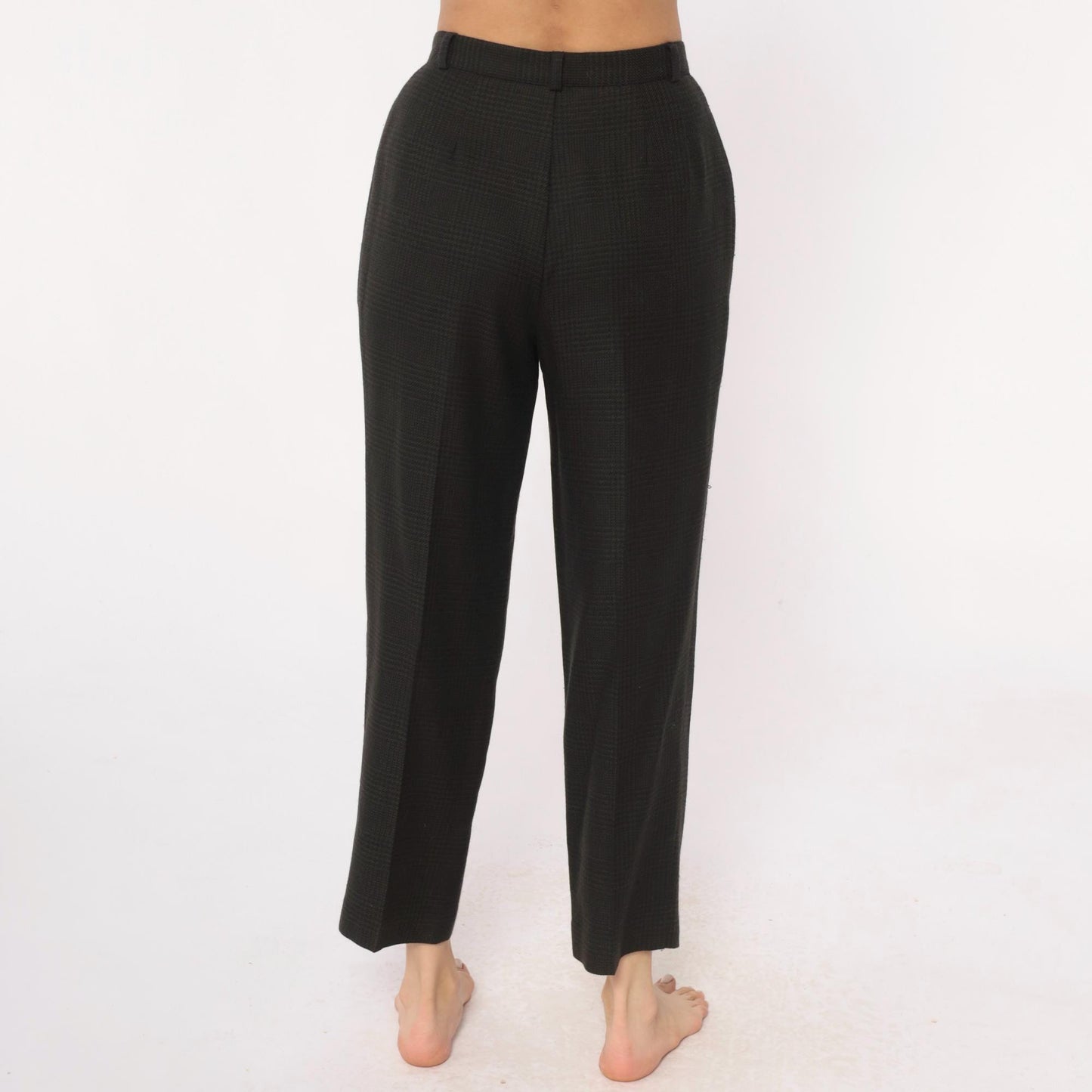 80s Chelsea Campbell Wool Trousers Blue High Waisted Pleated Tapered Medium