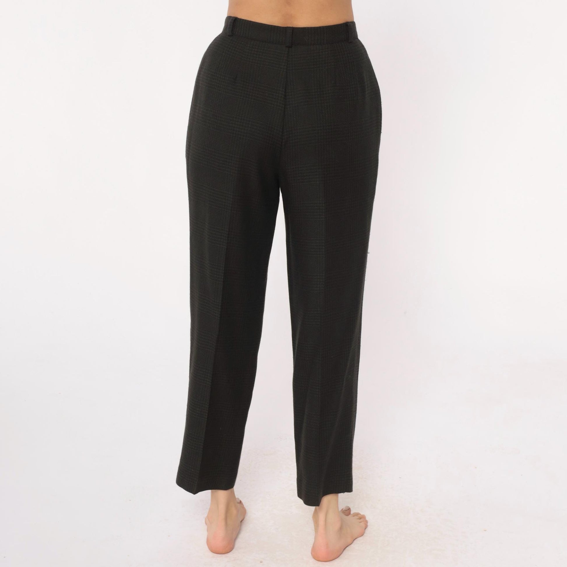 80s Chelsea Campbell Wool Trousers Blue High Waisted Pleated Tapered Medium