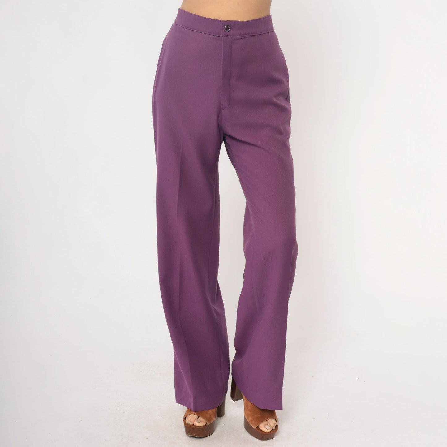 70s Levi's Purple High Waisted Wide Leg Trousers Medium M