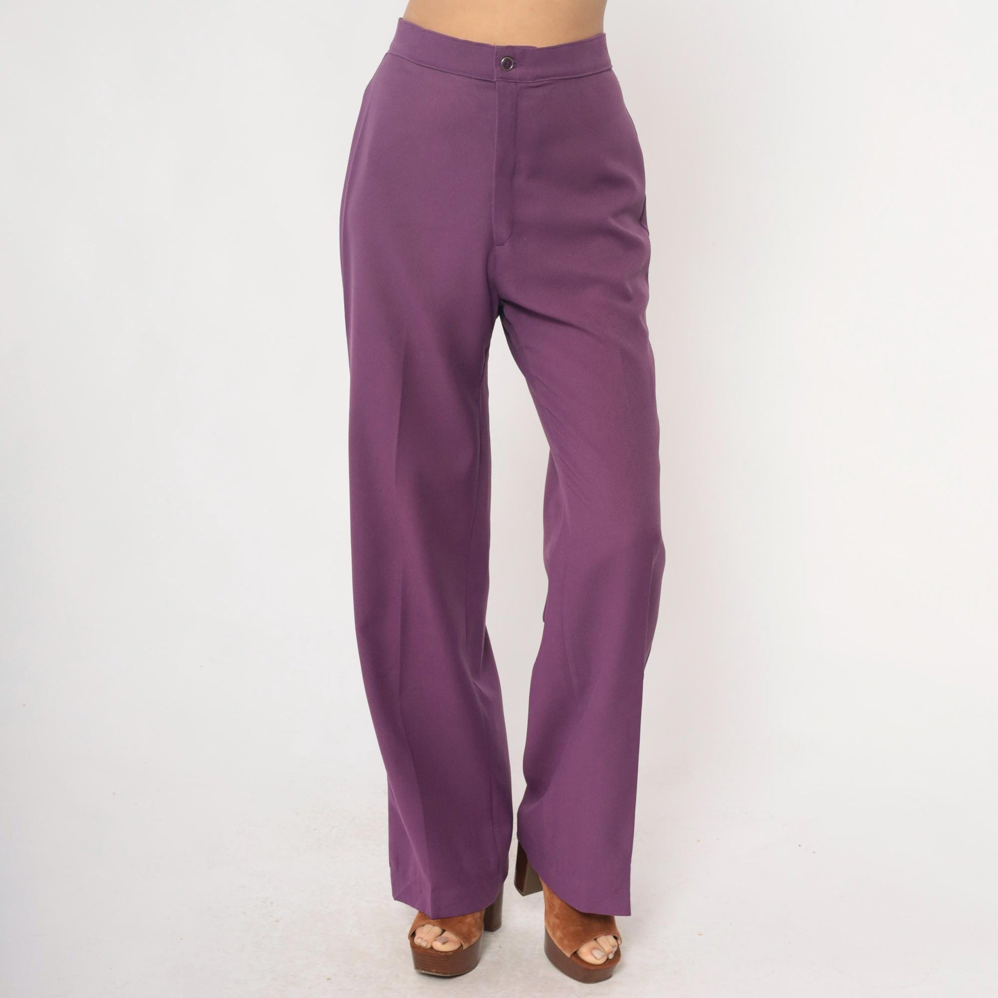 70s Levi's Purple High Waisted Wide Leg Trousers Medium M
