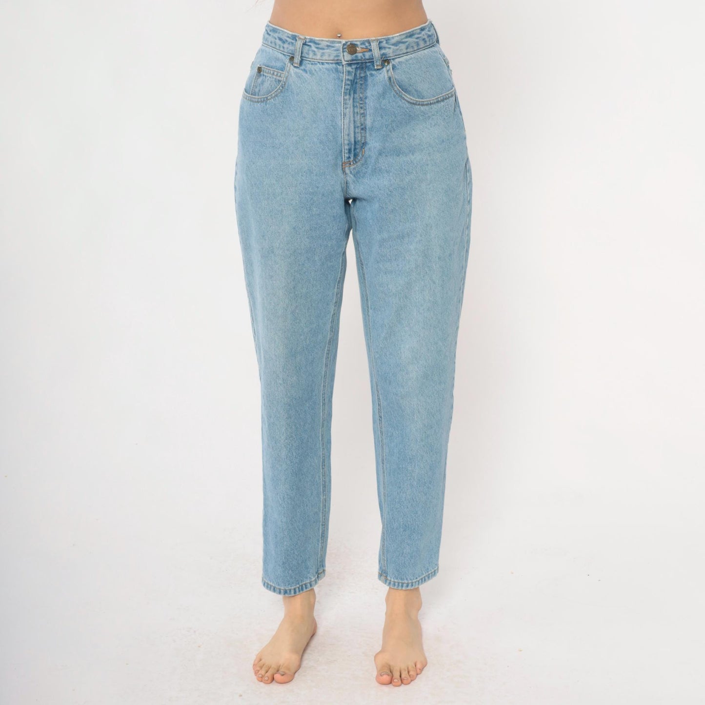 90s Liz Authentic High Waisted Jeans Light Wash Leaf Pocket Medium