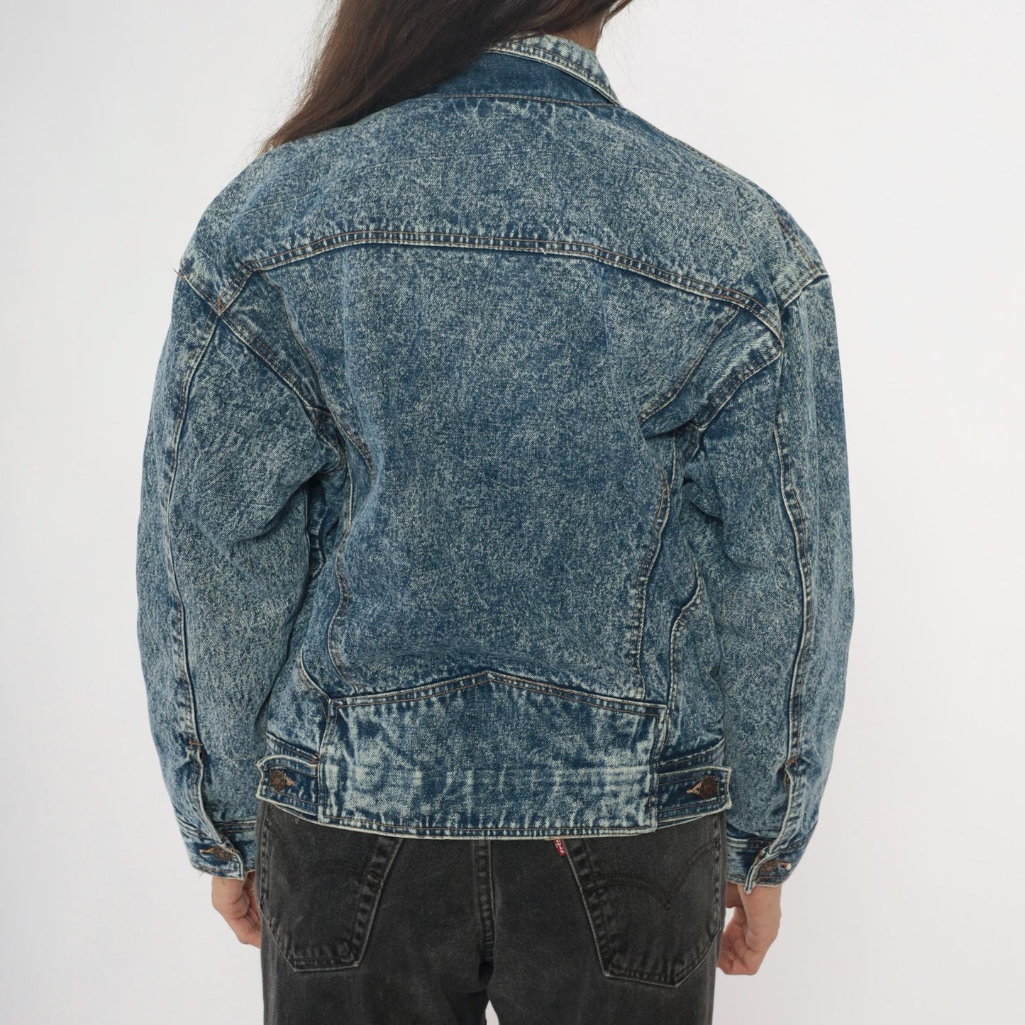 90s Blue Eagle Acid Wash Denim Jacket Cropped Trucker Small S