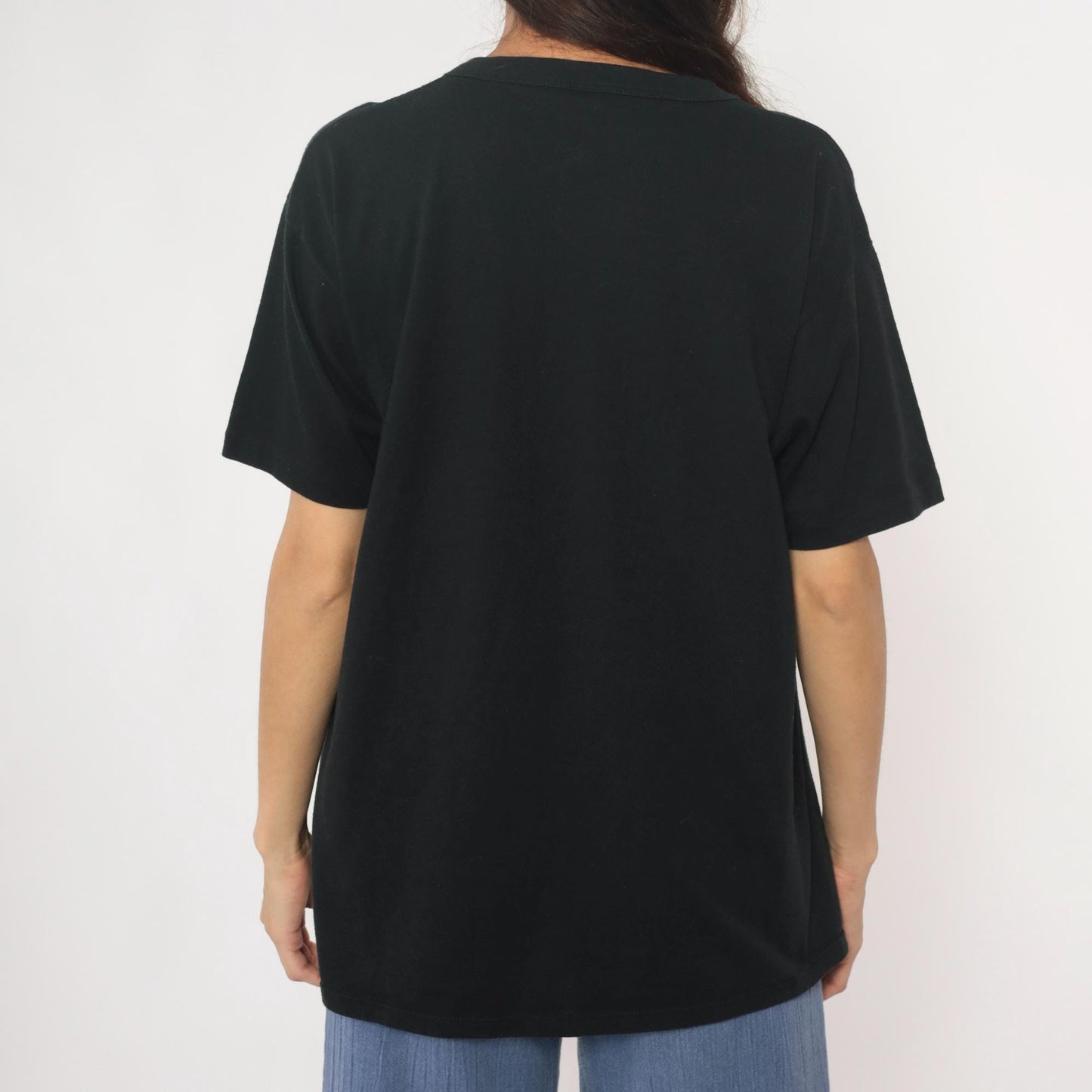 90s Bald Eagle Graphic T-Shirt Black Cotton Tee Large L