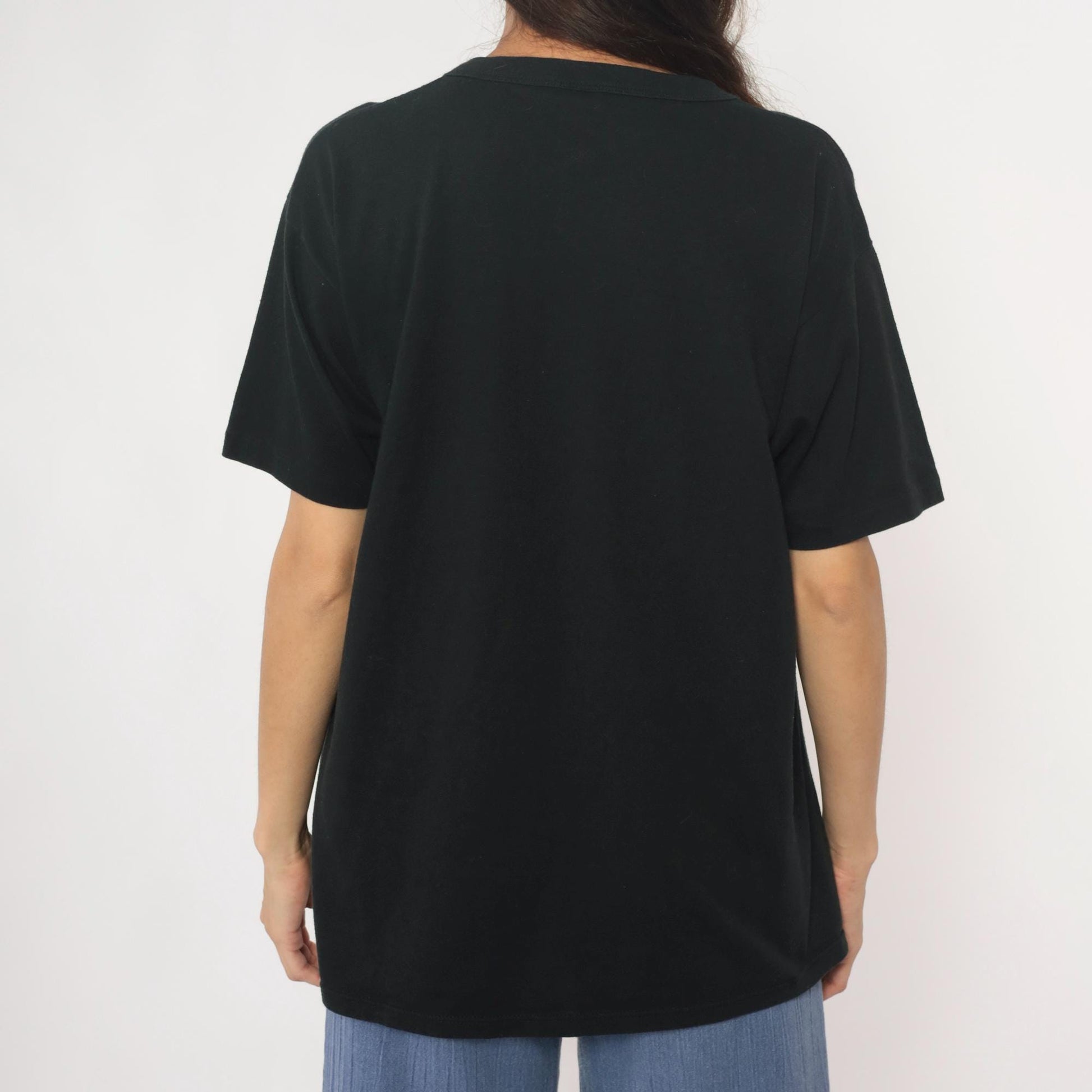 90s Bald Eagle Graphic T-Shirt Black Cotton Tee Large L