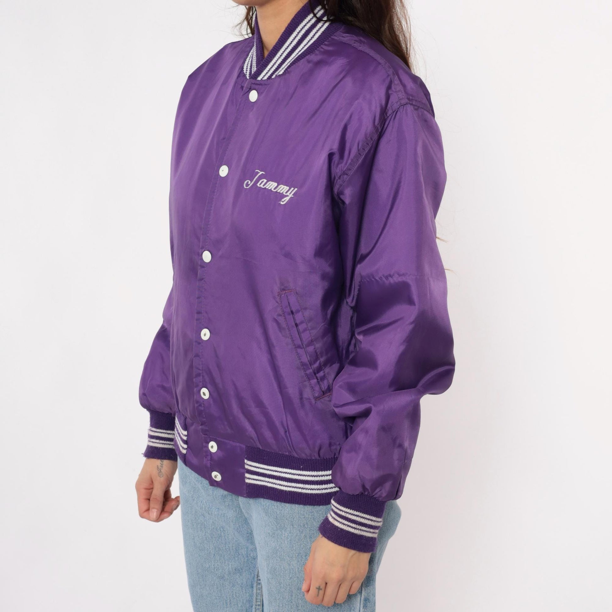 90s Westwind Purple Varsity Jacket Tottenville Track Embroidered Small