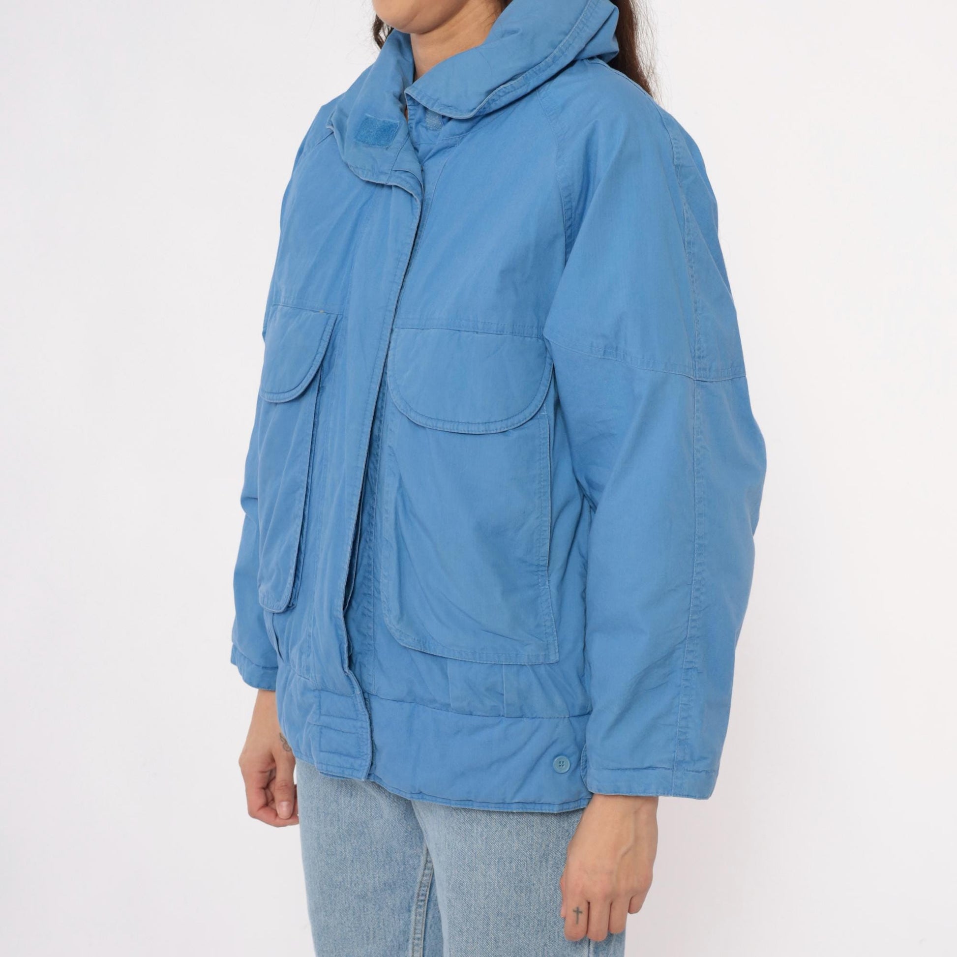 80s London Fog Periwinkle Puffer Jacket Down-Filled Raglan Small