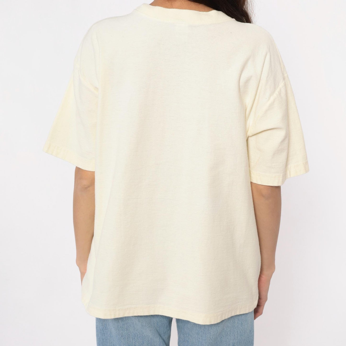 90s Girl Scouts Embroidered Logo Cotton Tee Cream Large L