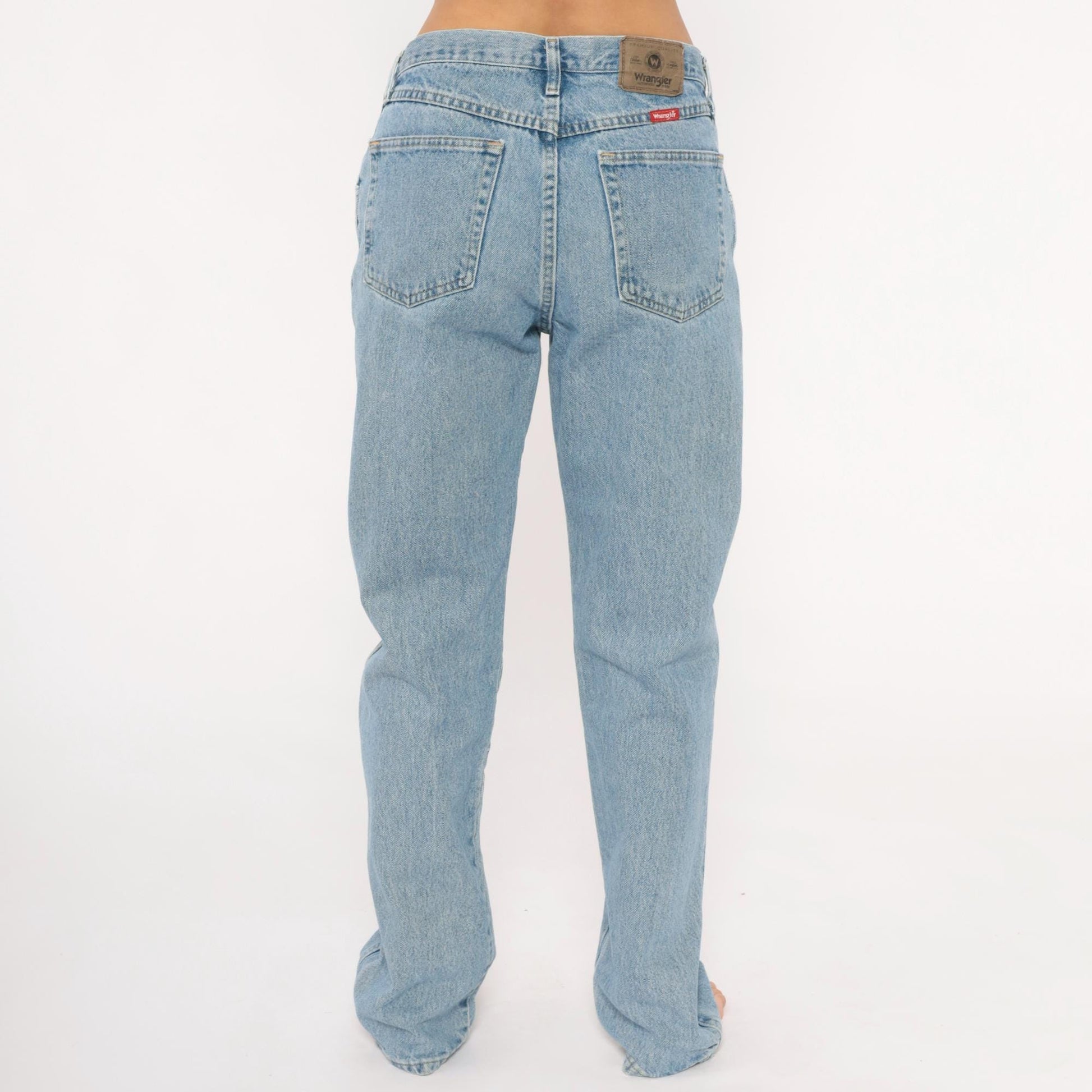 2000s Wrangler Straight Leg Jeans Light Wash Mid Rise Blue Denim 33x34