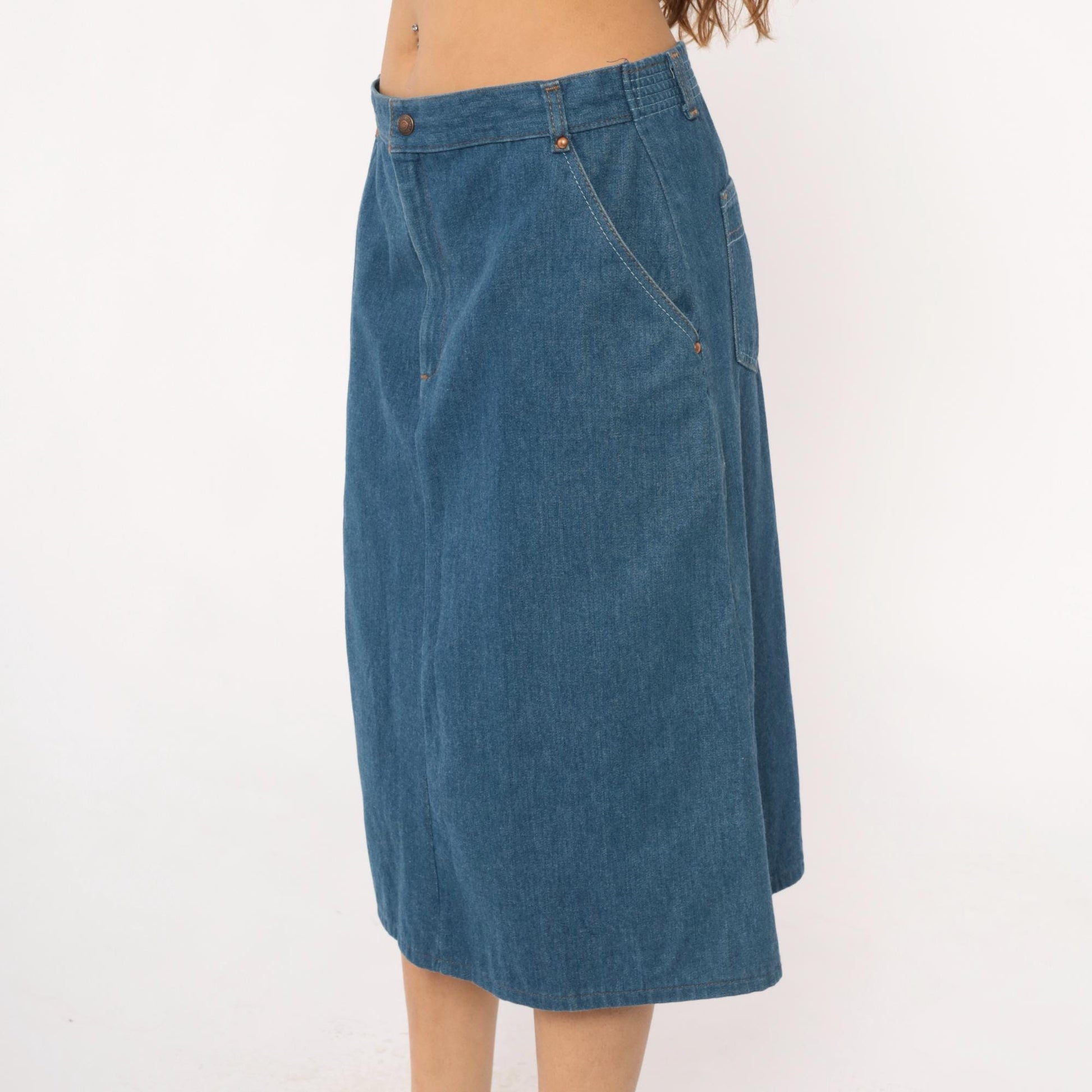 Levi's Medium Blue Denim Skirt High Waisted A-Line Medium M