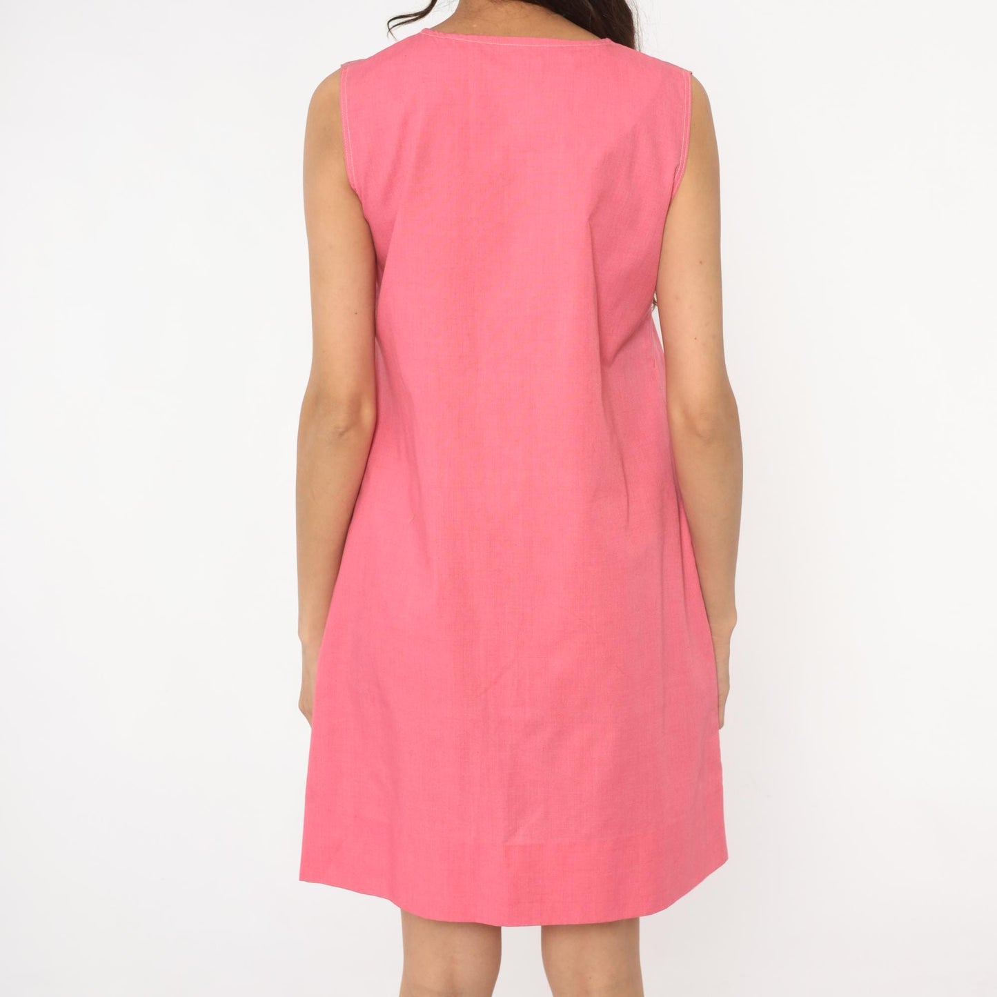 70s Hot Pink Montgomery Ward Mod Mini Dress Zipper Front Sleeveless Small