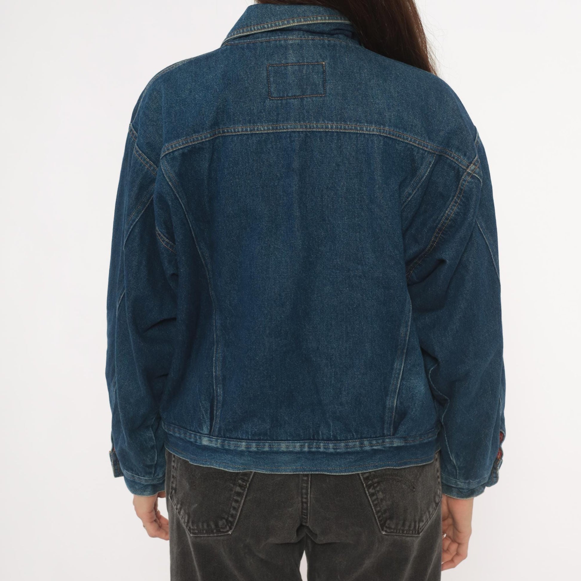 80s Jeff des Designs Dark Wash Denim Jacket Flannel Lined Western Yoke Small