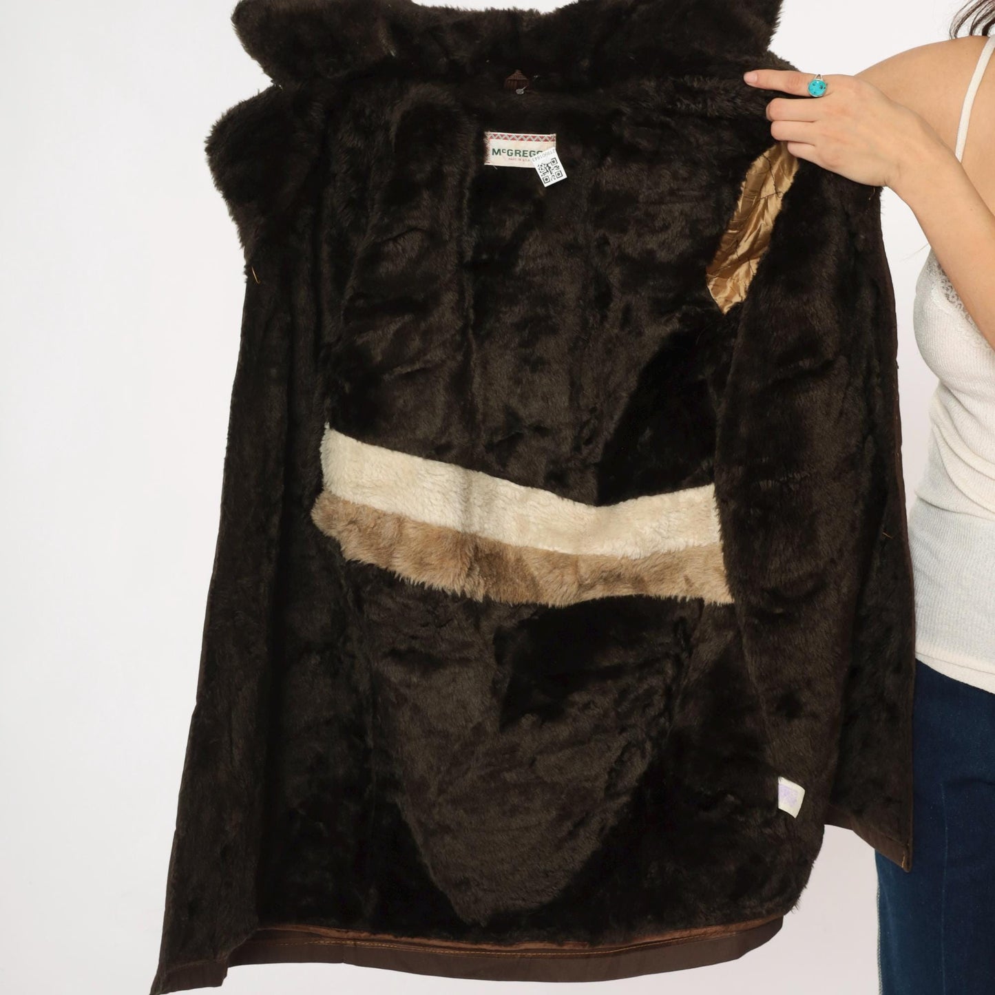 70s McGrégor Brown Parka Detachable Hood Faux Fur Collar Small
