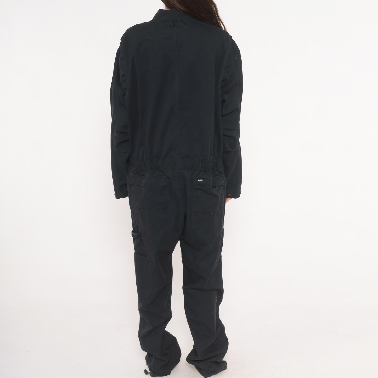Key Navy Cotton Coveralls 90s Workwear Jumpsuit Zip Front Tall Extra Large