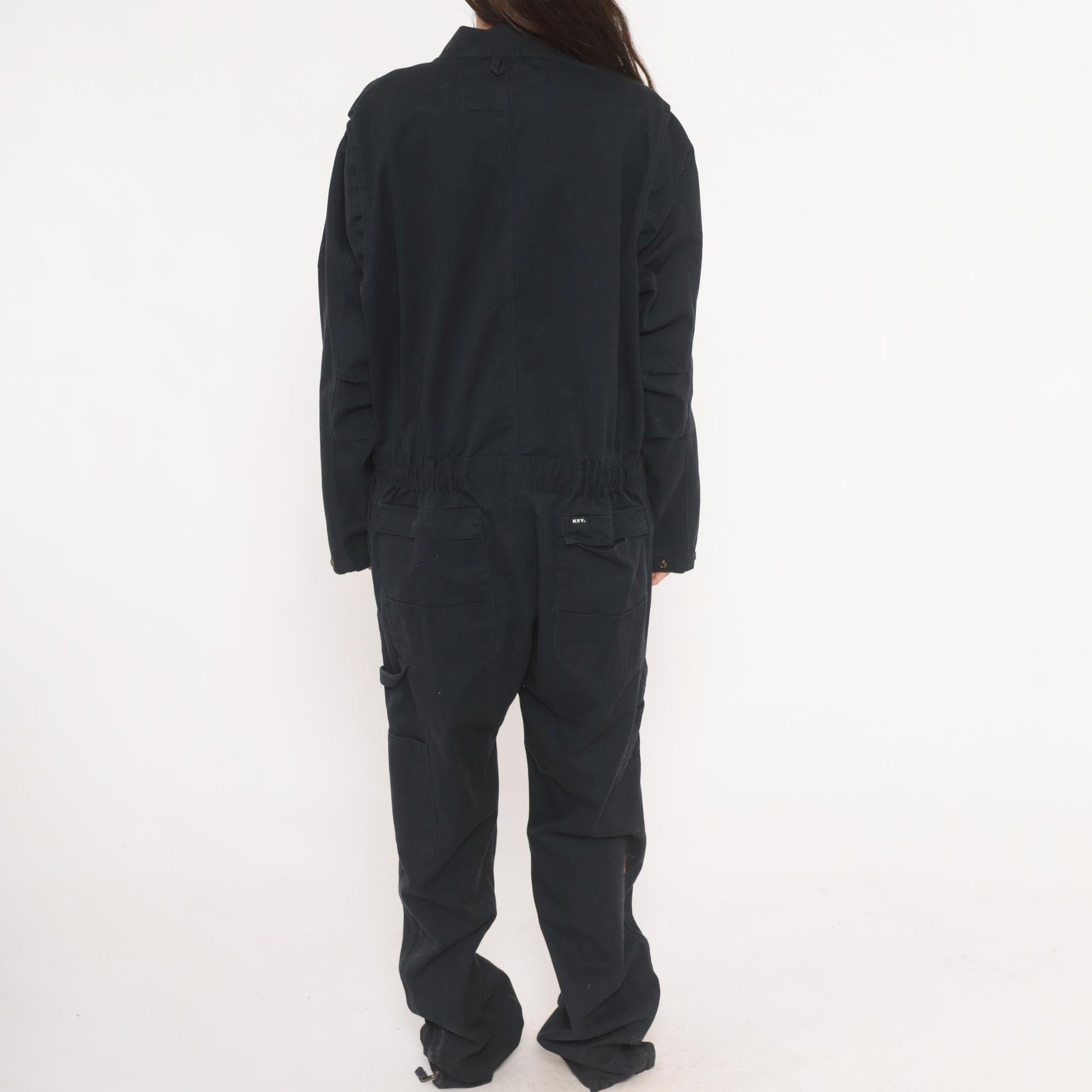 Key Navy Cotton Coveralls 90s Workwear Jumpsuit Zip Front Tall Extra Large