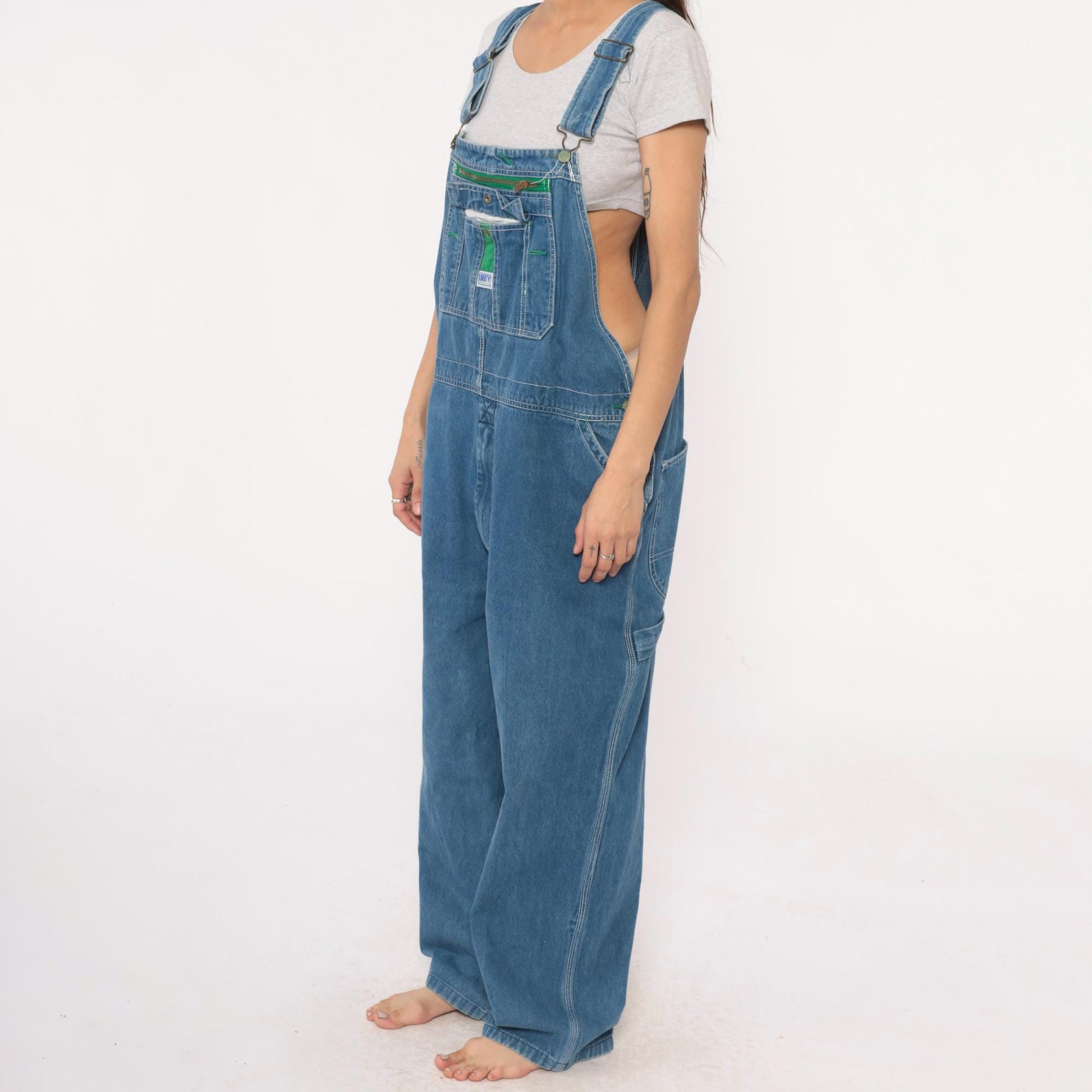 90s Liberty Overalls Medium Wash Denim Unisex Workwear Large L