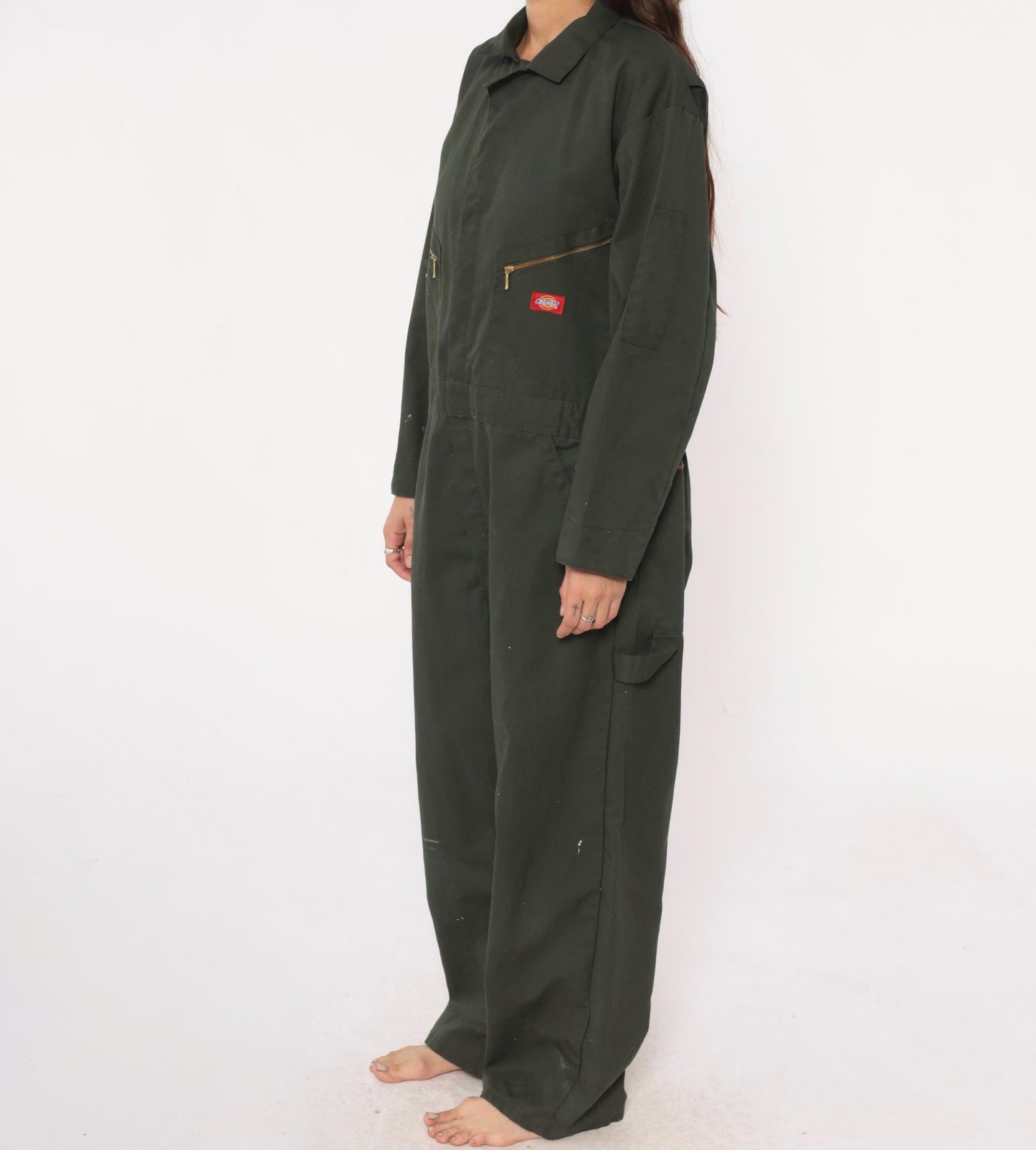 Dickies Forest Green Coveralls Zip Pocket Utility Jumpsuit Extra Large XL