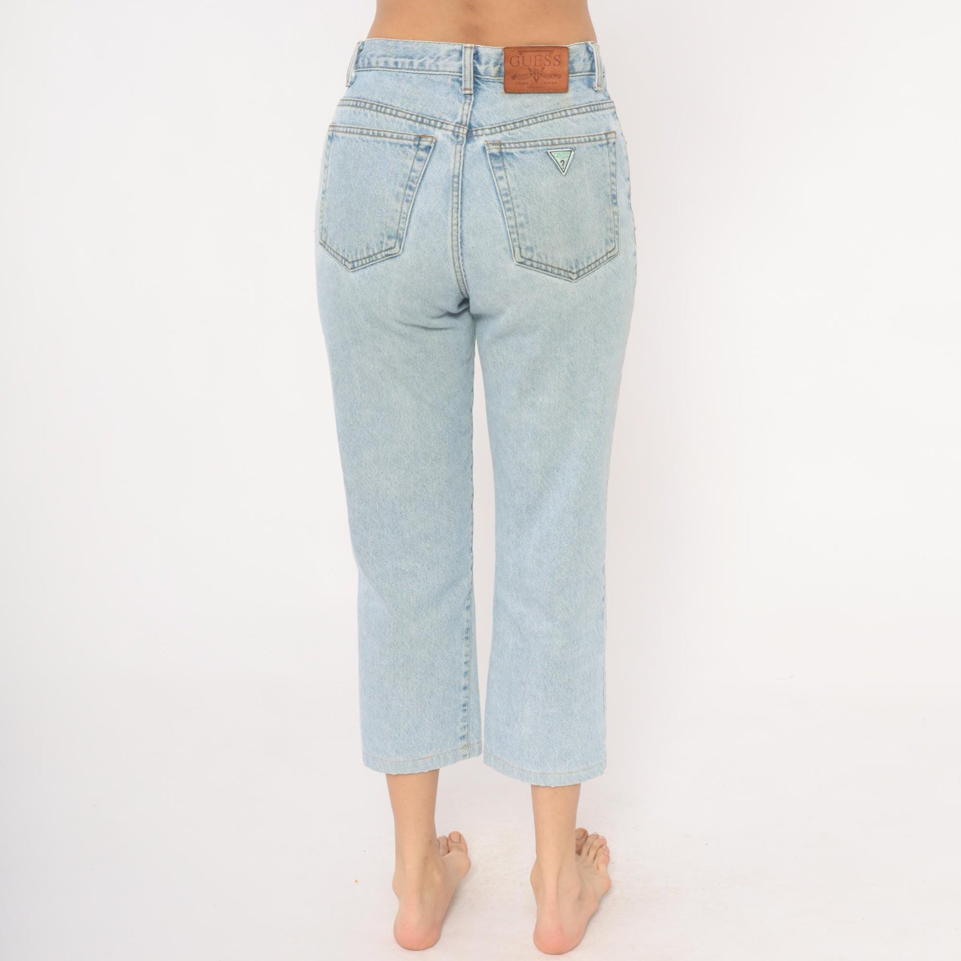 90s Guess Jeans Light Wash High Waisted Straight Leg Crop Denim W30 L30