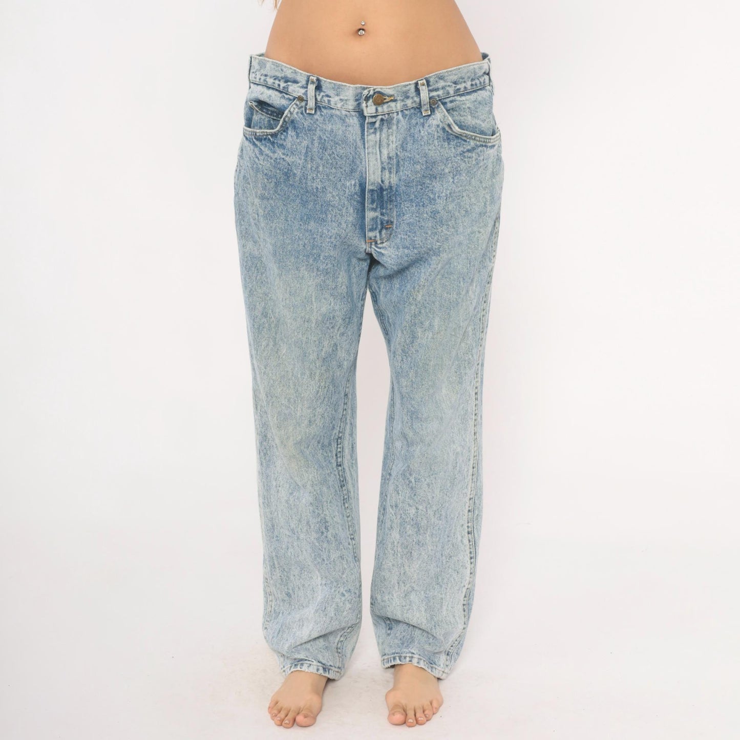 90s Lee Acid Wash Jeans Straight Leg Light Blue Stone Washed 38x32