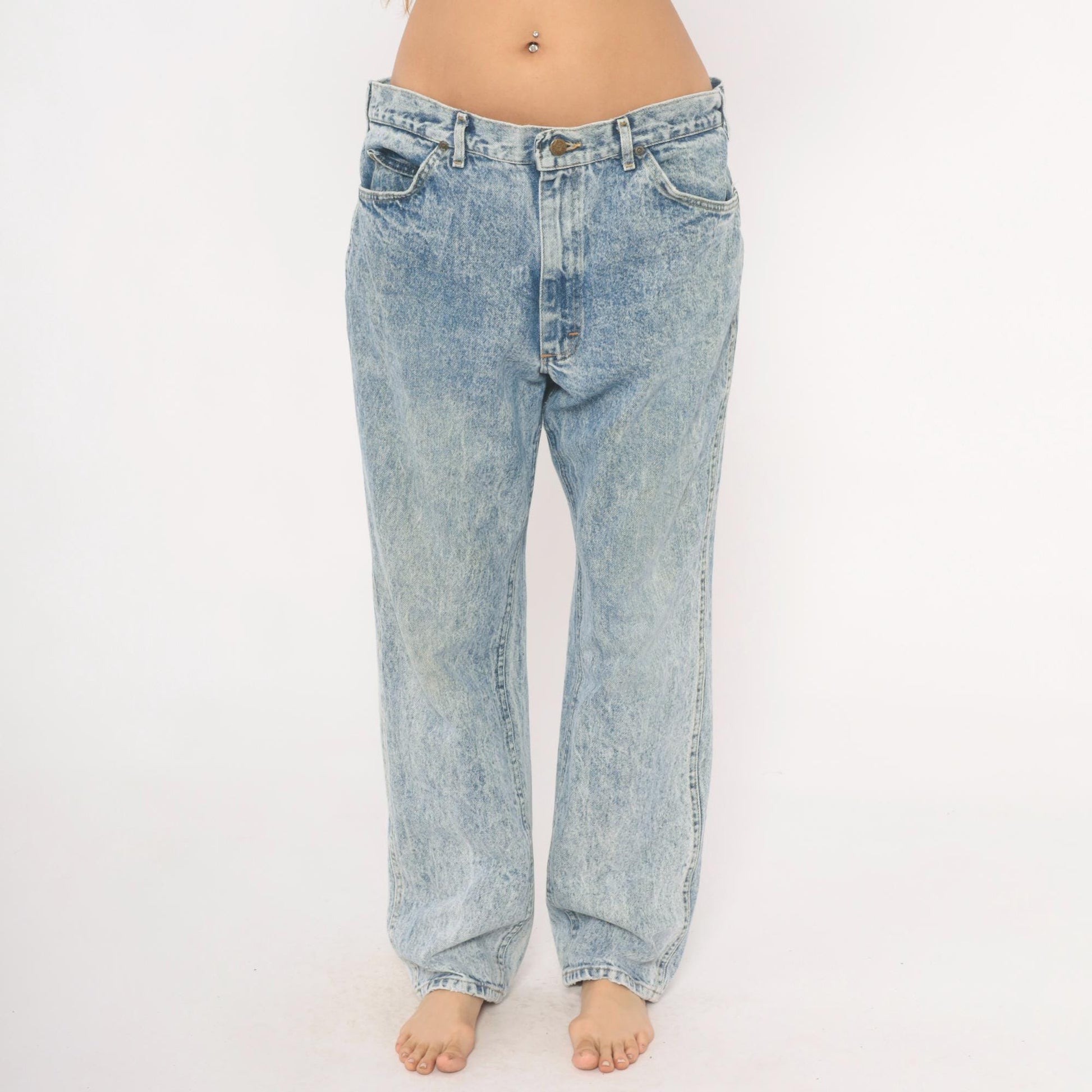 90s Lee Acid Wash Jeans Straight Leg Light Blue Stone Washed 38x32