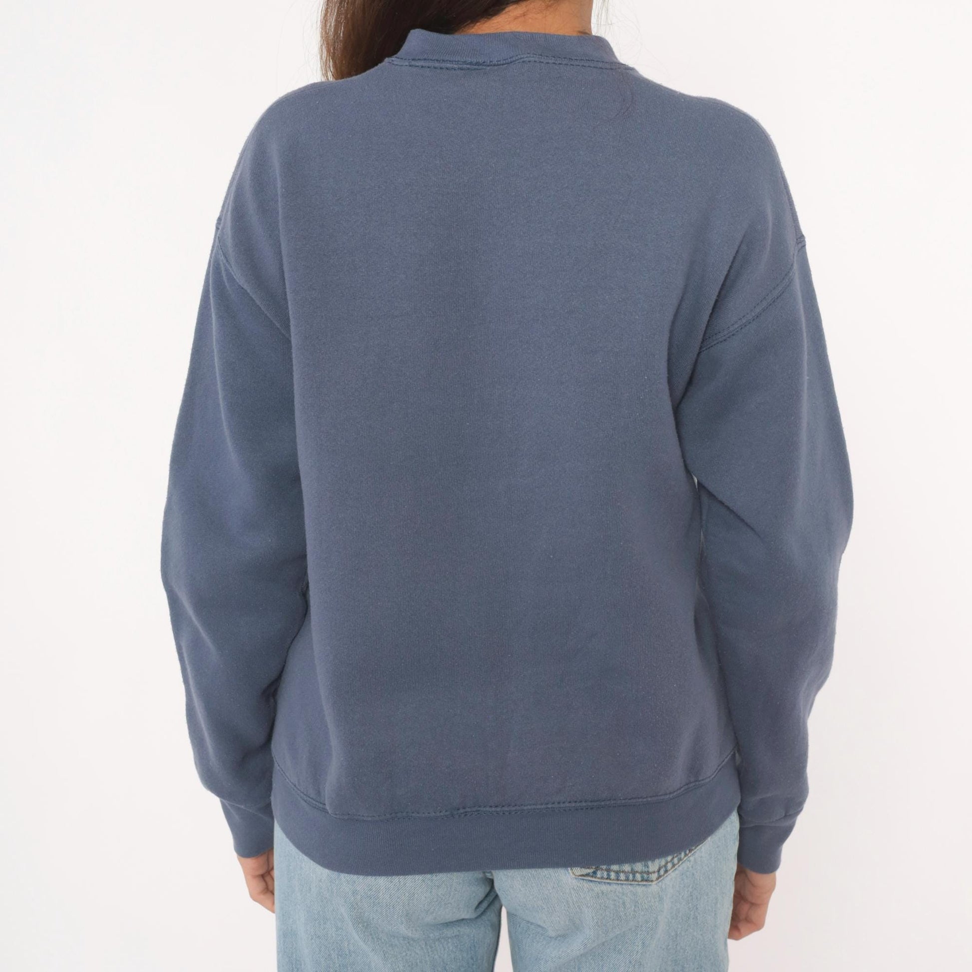 90s Fruit of the Loom Vineyard Crewneck Sweatshirt Slate Blue Graphic Small
