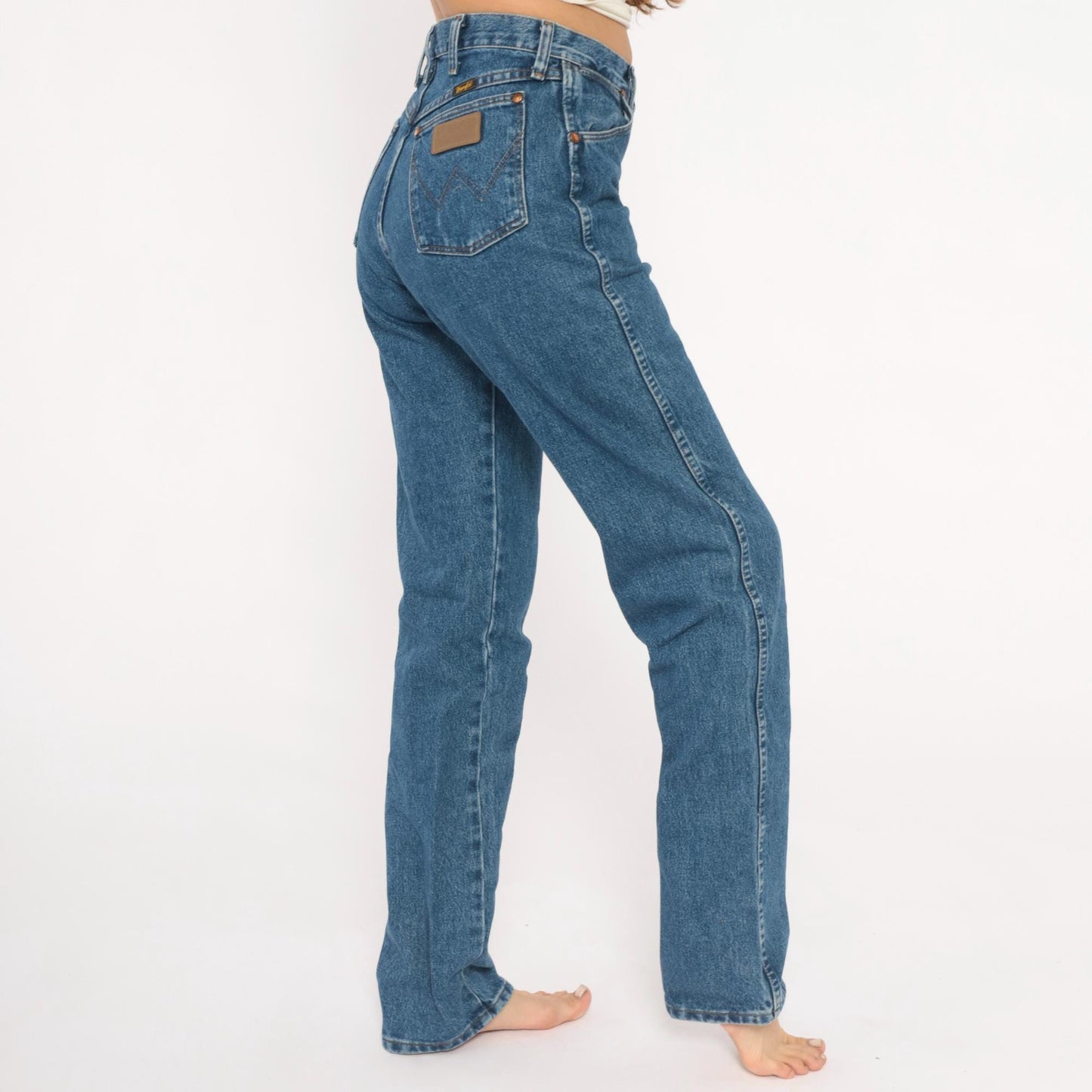 90s Wrangler High Rise Straight Leg Jeans Medium Wash Denim Small