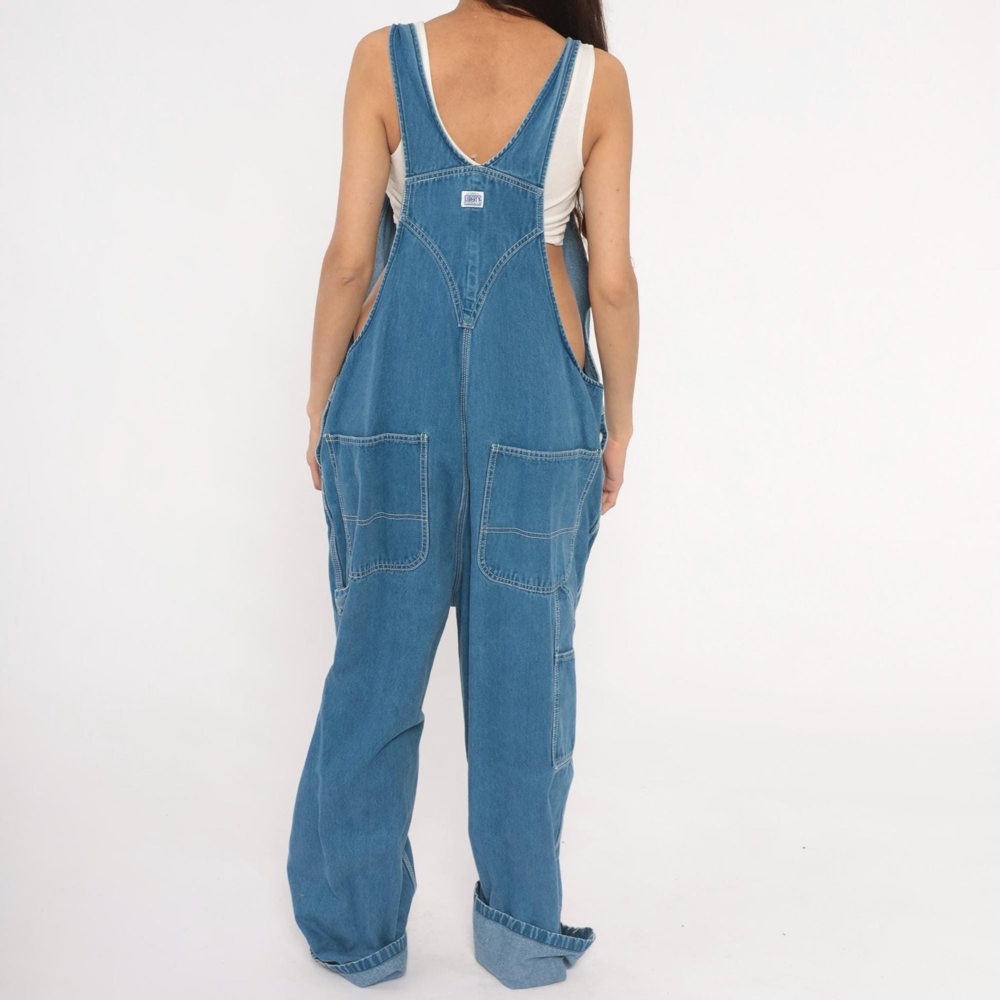 Y2K Liberty Denim Overalls Blue Bib Carpenter Workwear 44 x 30