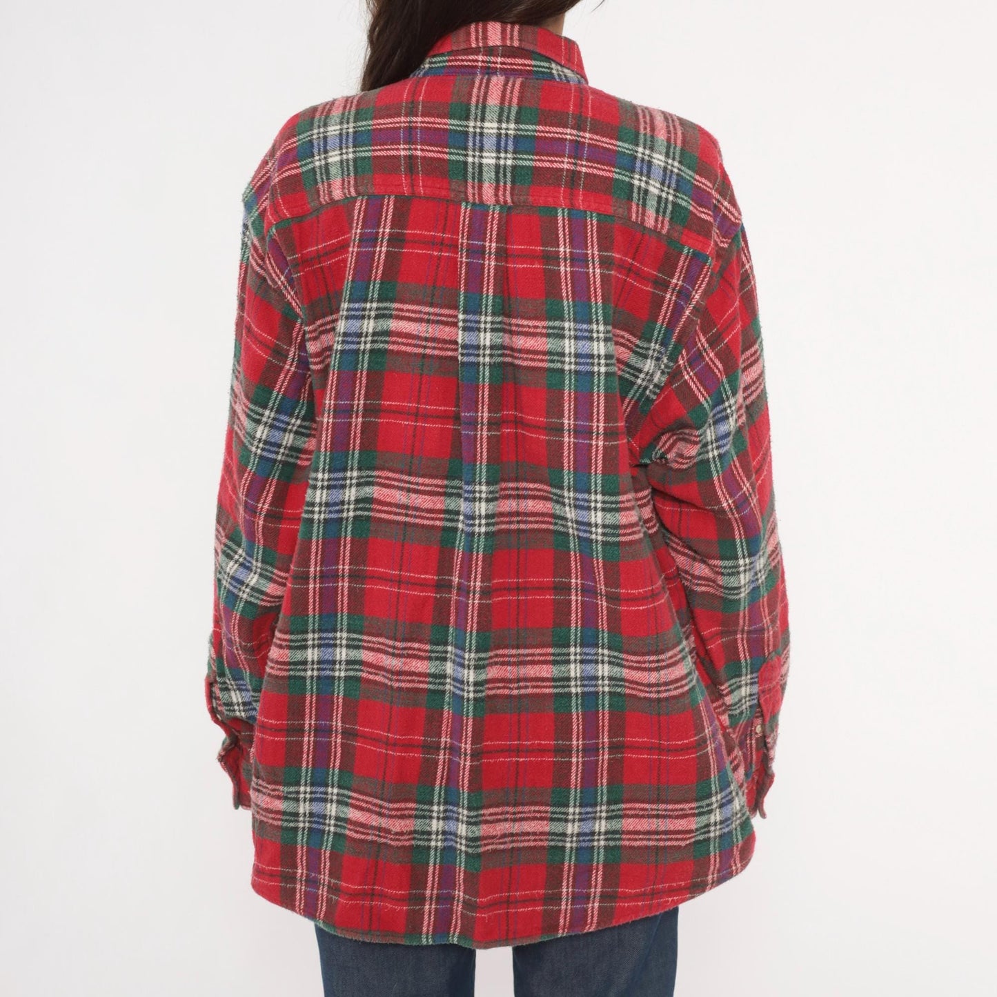 90s Claybrooke Outdoors Flannel Shirt Red Tartan Plaid Cotton Button Down Large