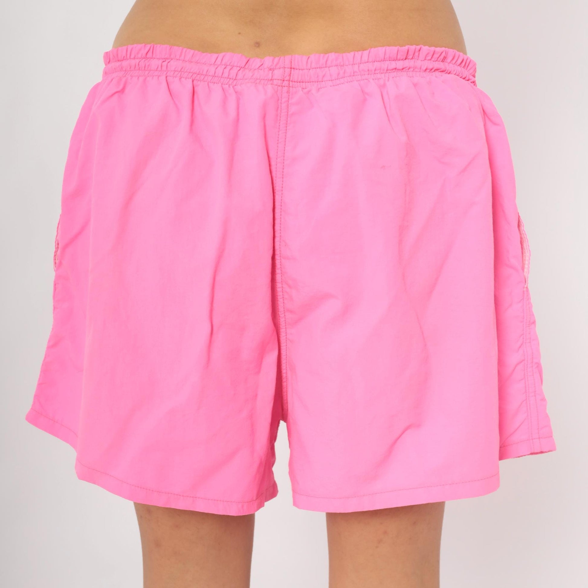 90s TYR Sport Hot Pink Swim Trunks Geometric Logo Neon Shorts Medium