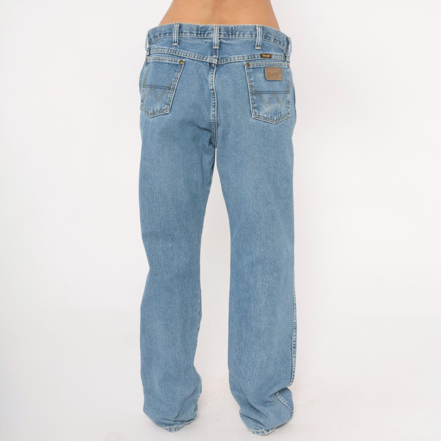 Wrangler Straight Leg Jeans 90s Light Wash Denim 35x34