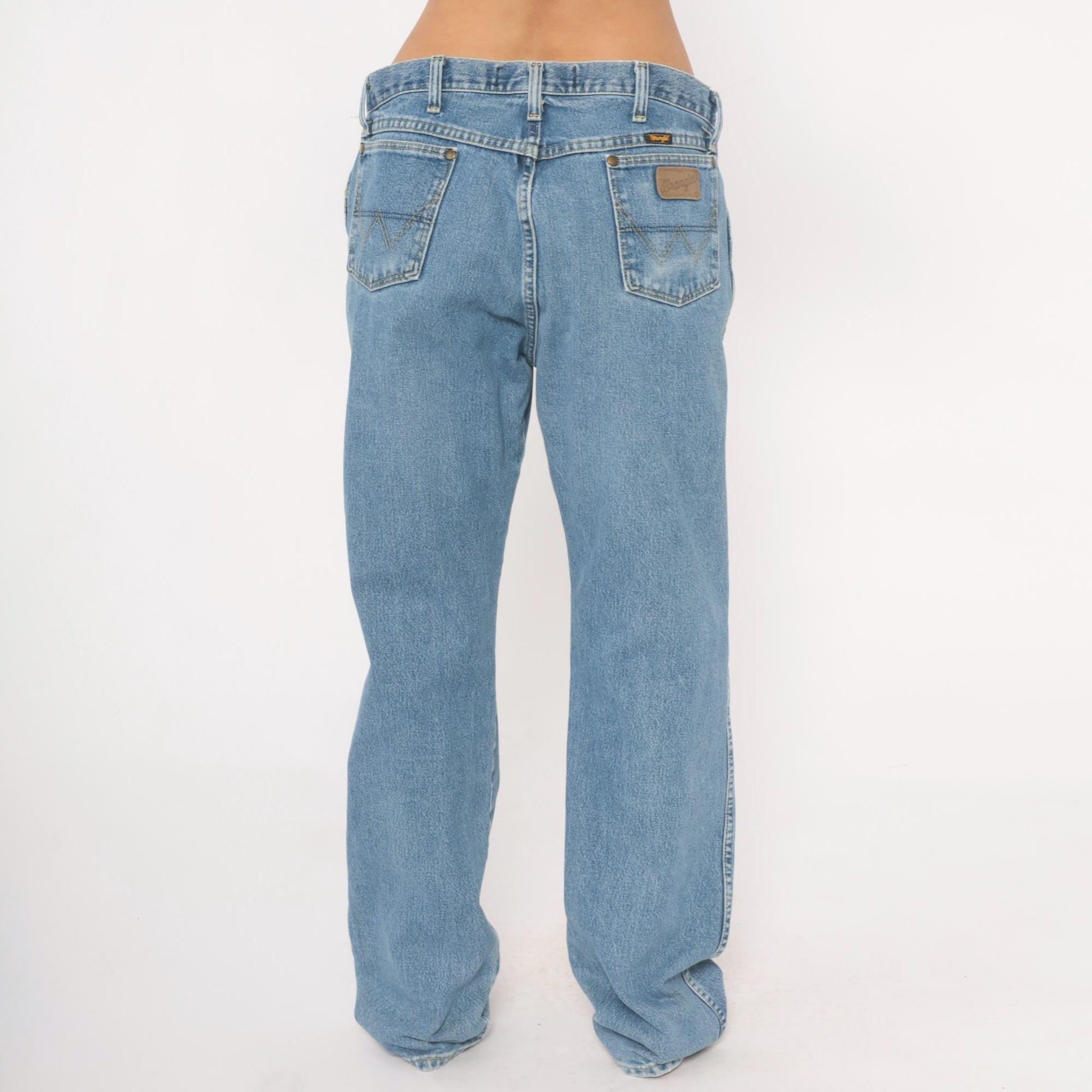 Wrangler Straight Leg Jeans 90s Light Wash Denim 35x34