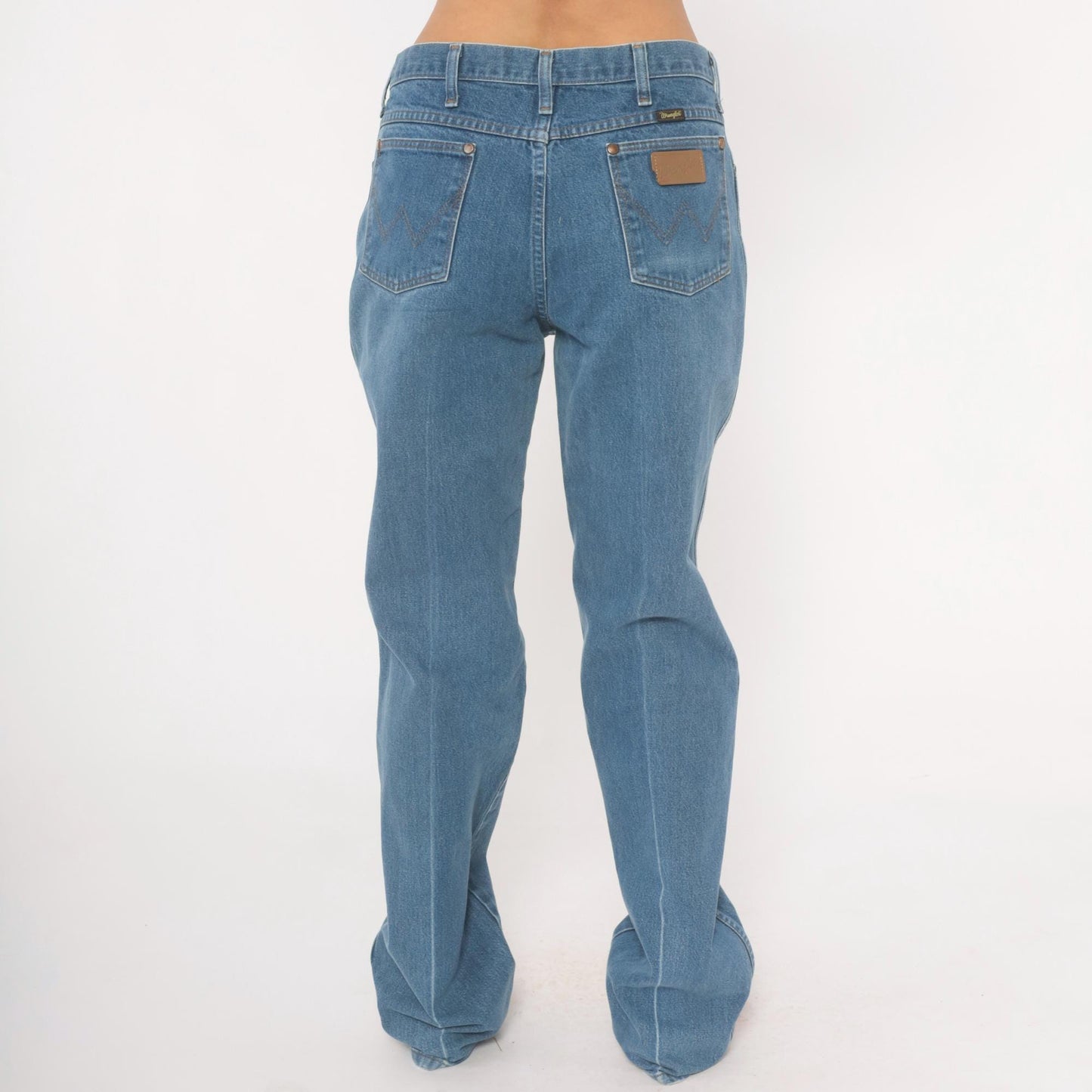 90s Wrangler Straight Leg Jeans Medium Blue Faded Denim Cotton 34x36