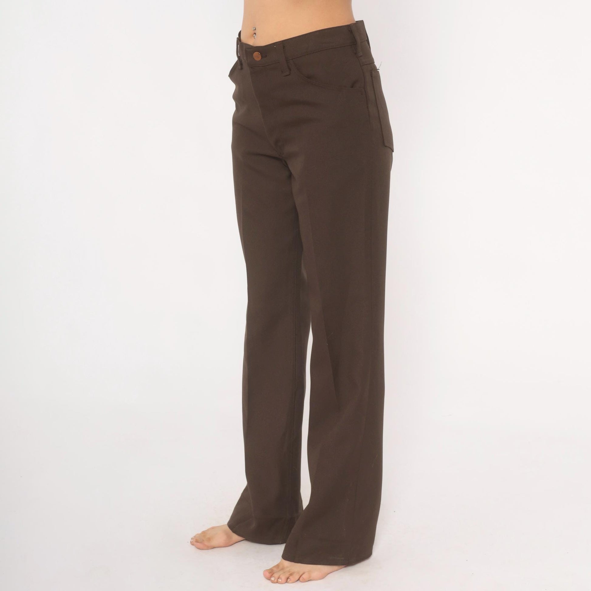 70s Wrangler Brown Straight Leg Trousers High Waist Western Five Pocket 32x32