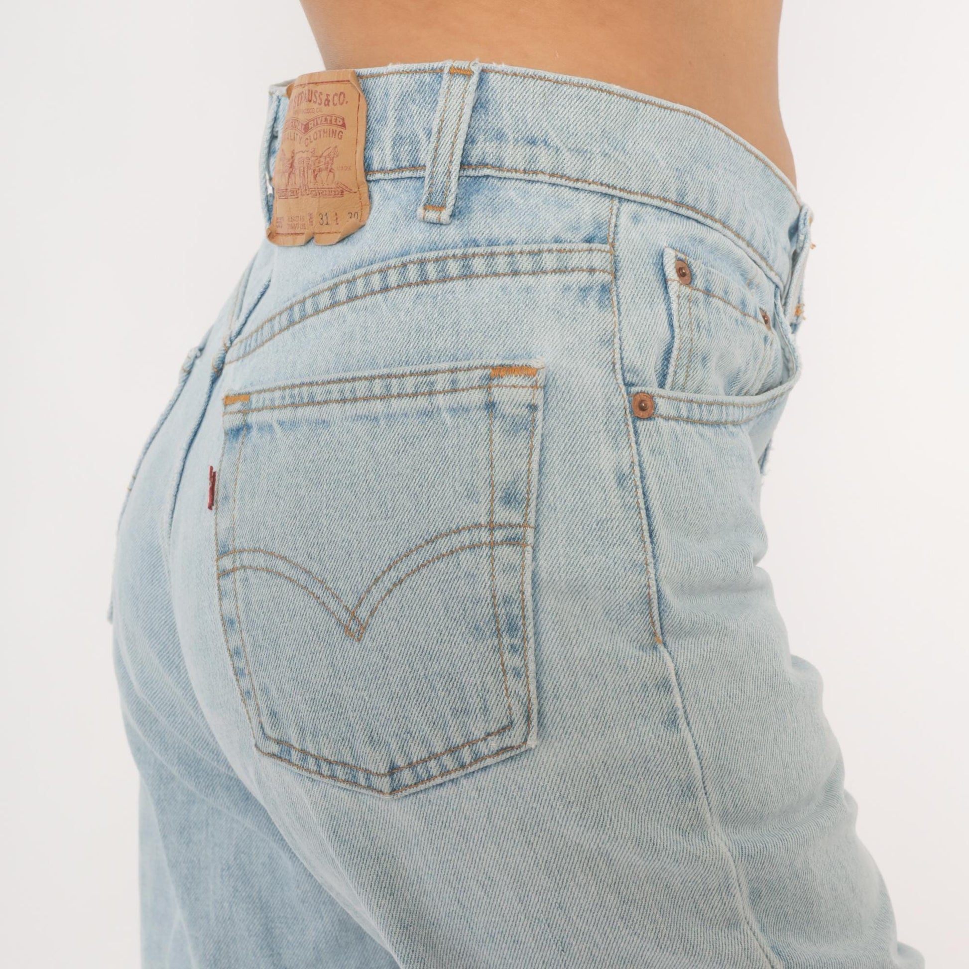 90s Levi's 555 Light Wash High Waisted Straight Leg Jeans 31 30