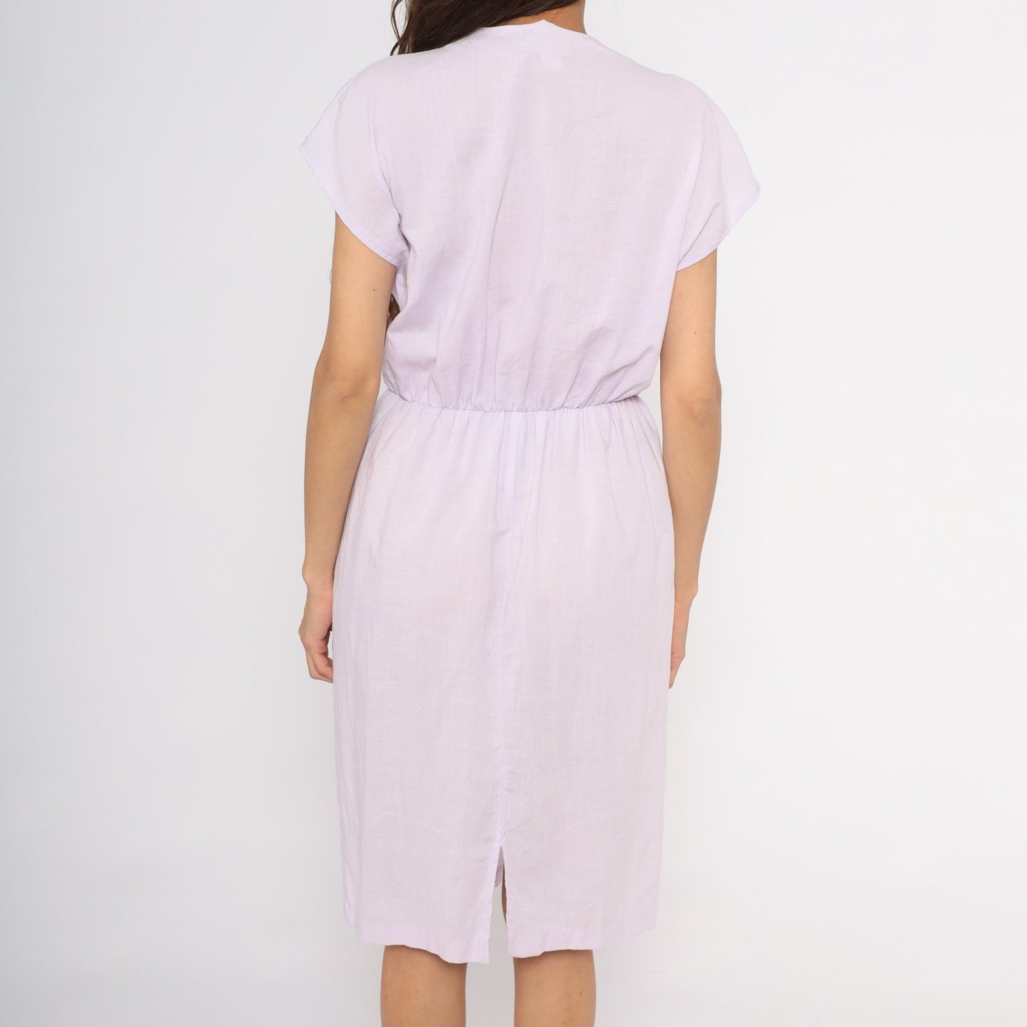 90s Carriage Court Lilac Wrap Dress Cap Sleeve Knee-Length Medium M