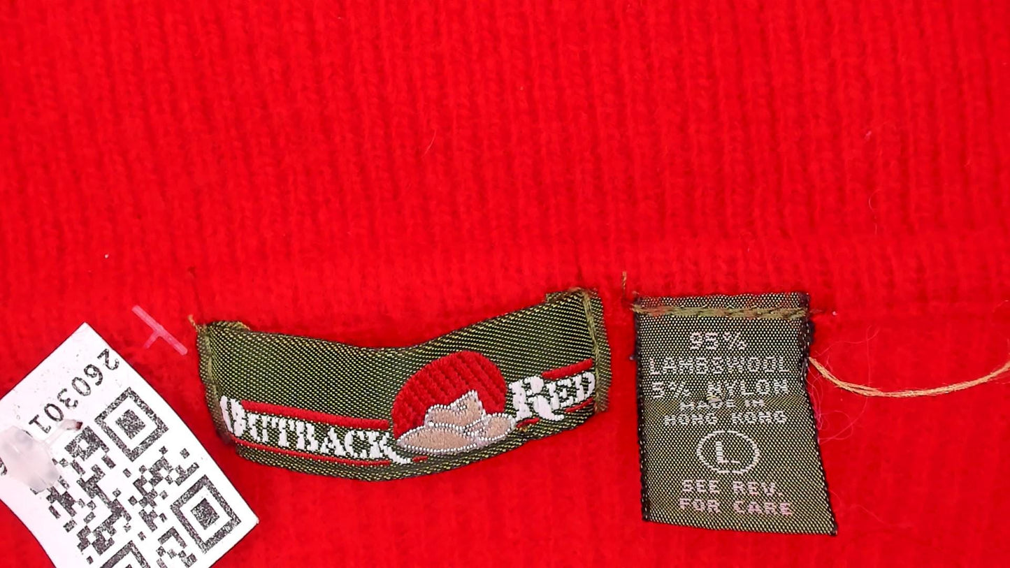 90s Outback Red Polo Sweater Wool Knit Collared Button Pullover Medium