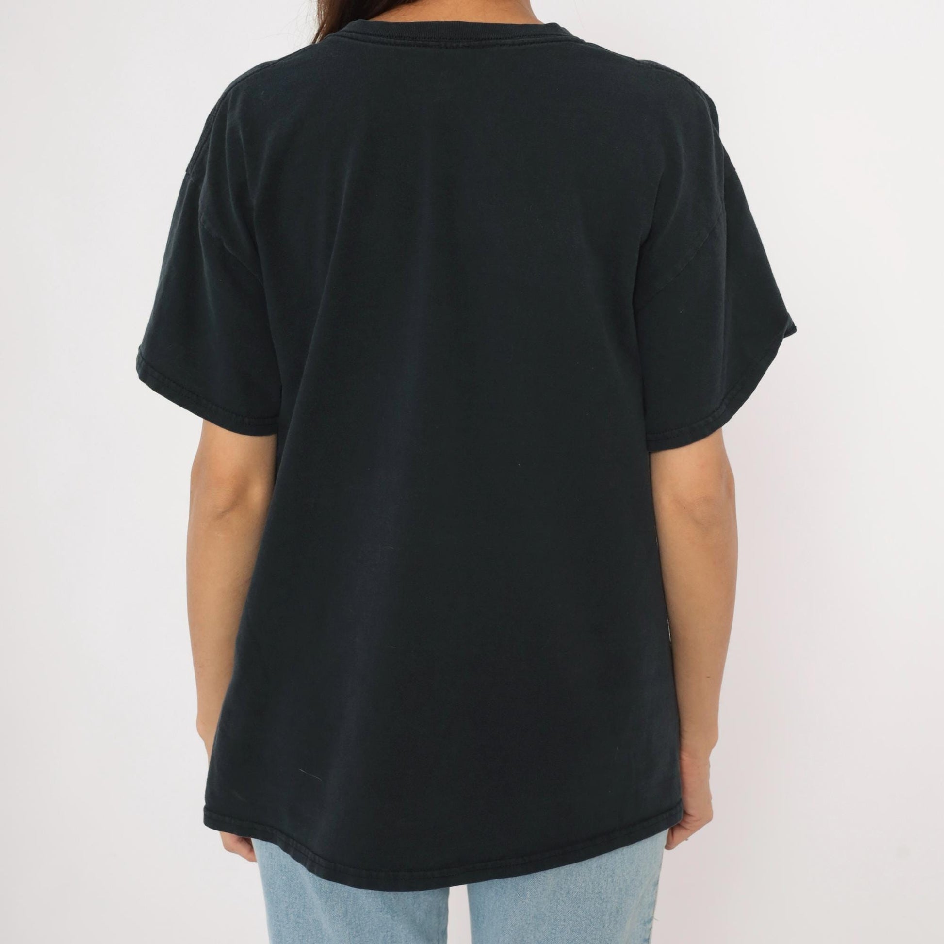 2000s Winged Grim Reaper Graphic Tee Black Cotton Gildan Large L