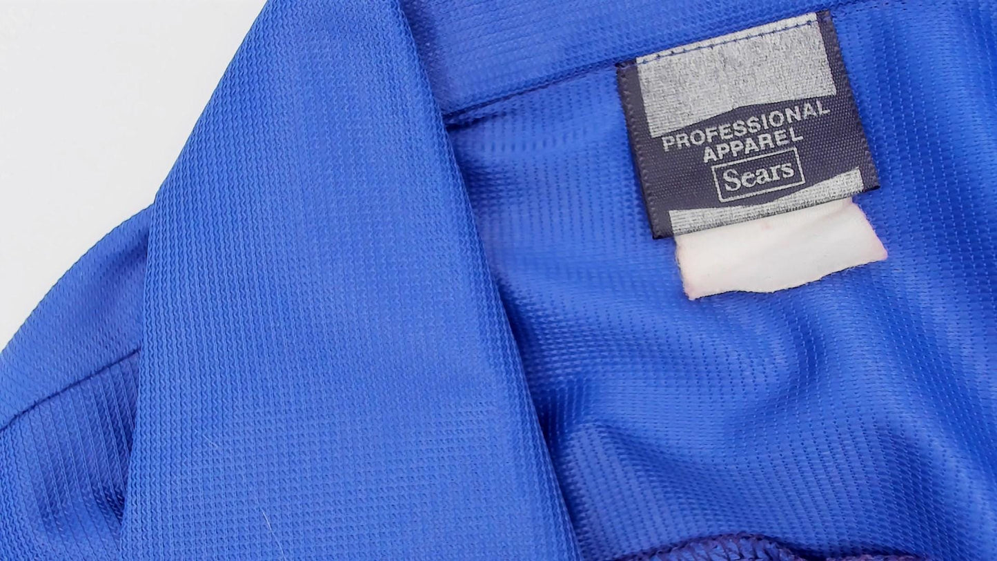 70s Sears Professional Apparel Cobalt Zip Jacket Short Sleeve Tunic Large