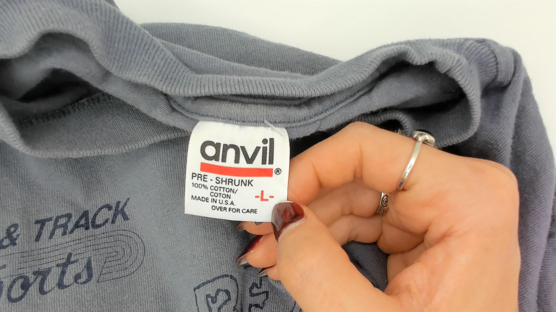 90s Anvil Polar Bear Run Graphic Tee Grey Cotton Long Sleeve Large L