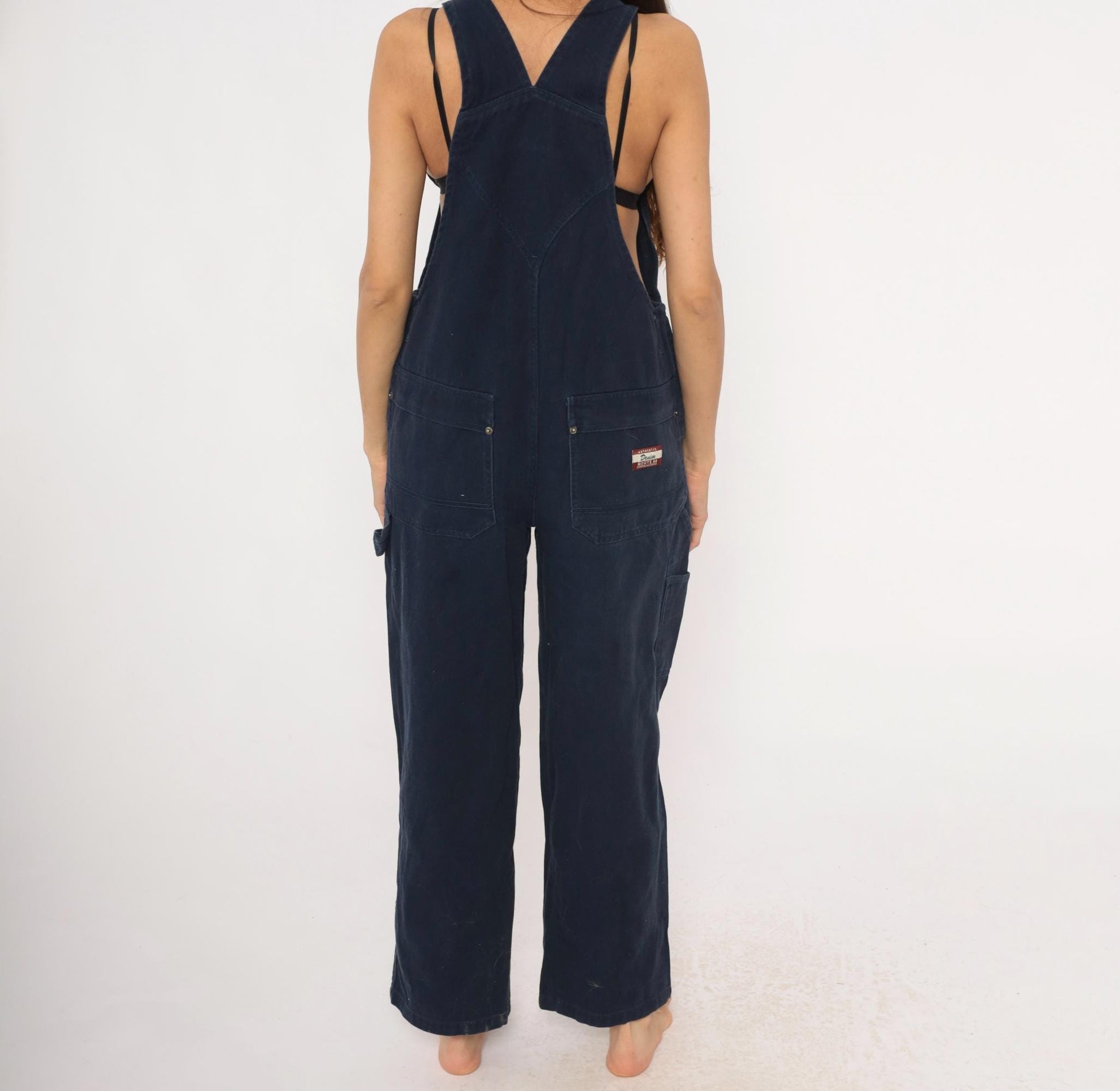 Y2K Route 66 Navy Denim Carpenter Overalls Straight Leg Medium M