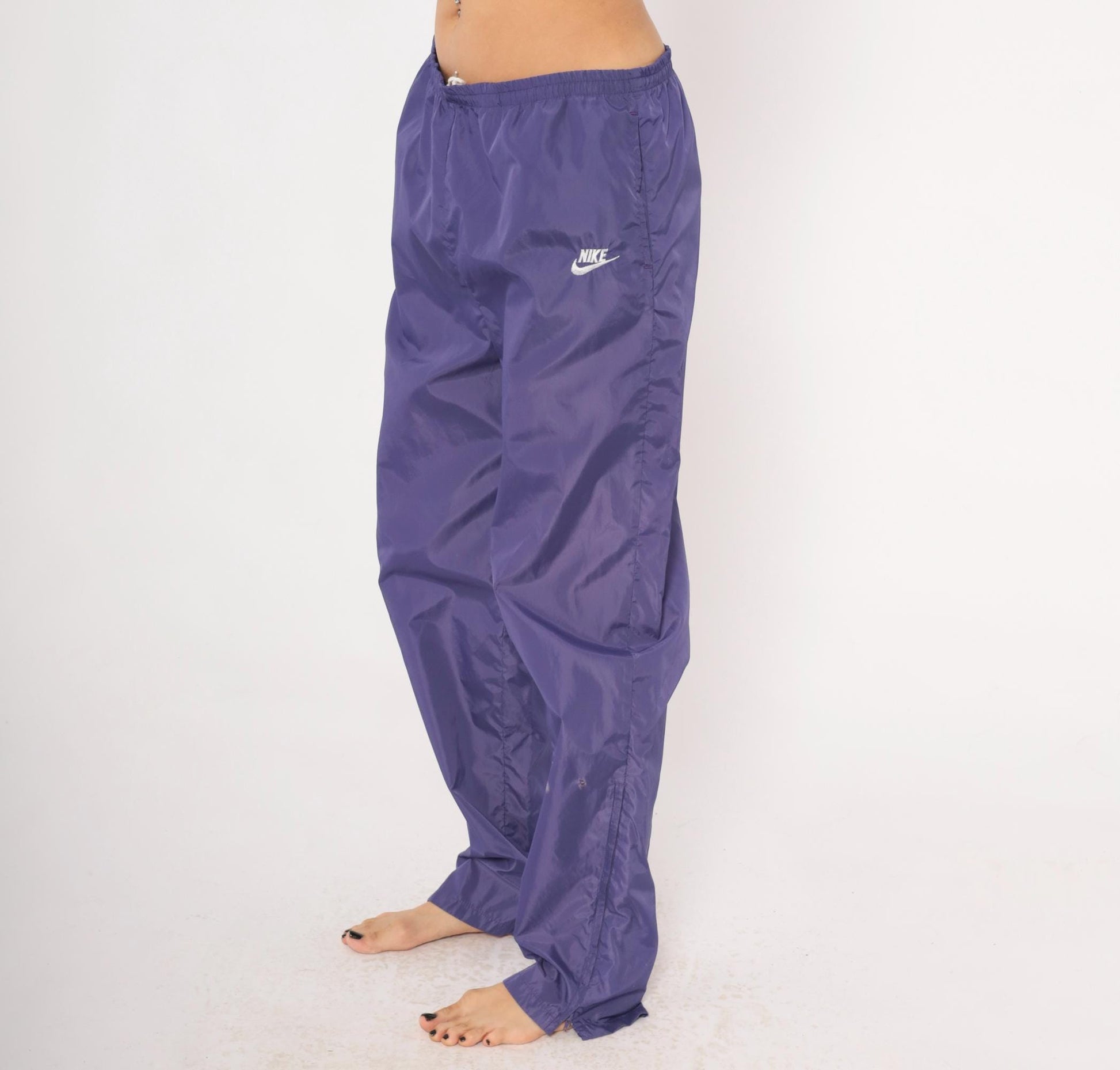 90s Nike Purple Nylon Windbreaker Pants Straight Leg Large L