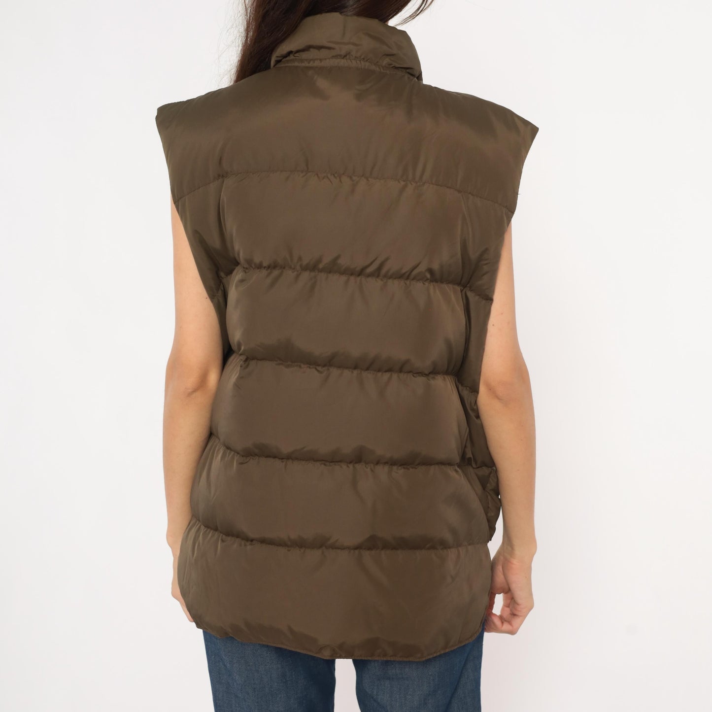 80s Reversible Puffer Vest Brown Mustard Quilted Down Waistcoat Medium