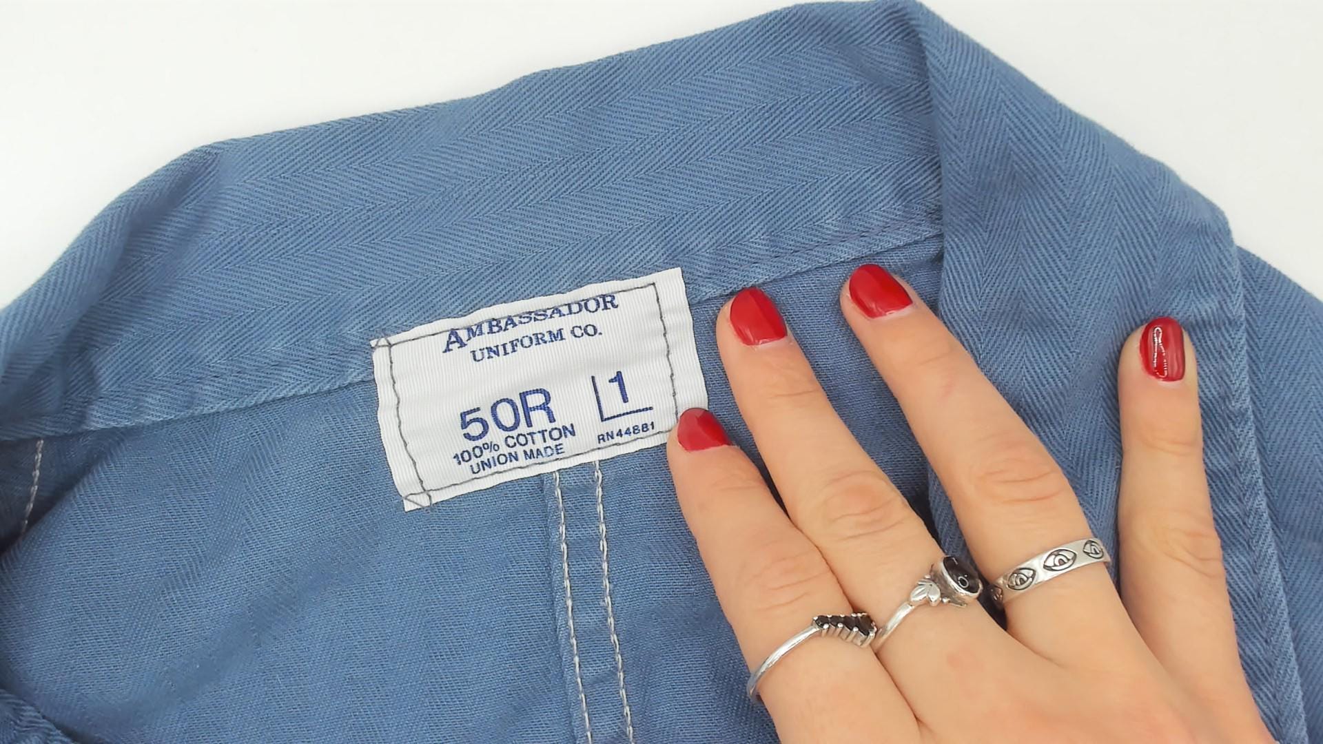 80s Ambassador Uniform Co. Blue Cotton Coveralls ARCO Marine Patch XXL