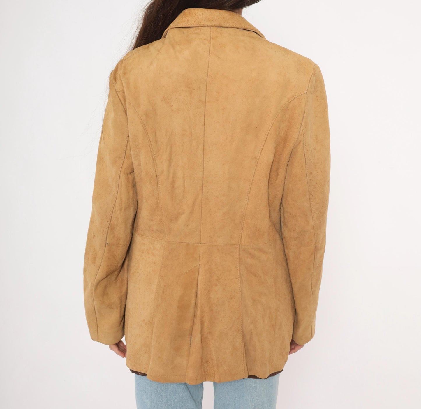 70s Reed Sportswear Suede Blazer Tan Notched Lapel Sport Coat Small S