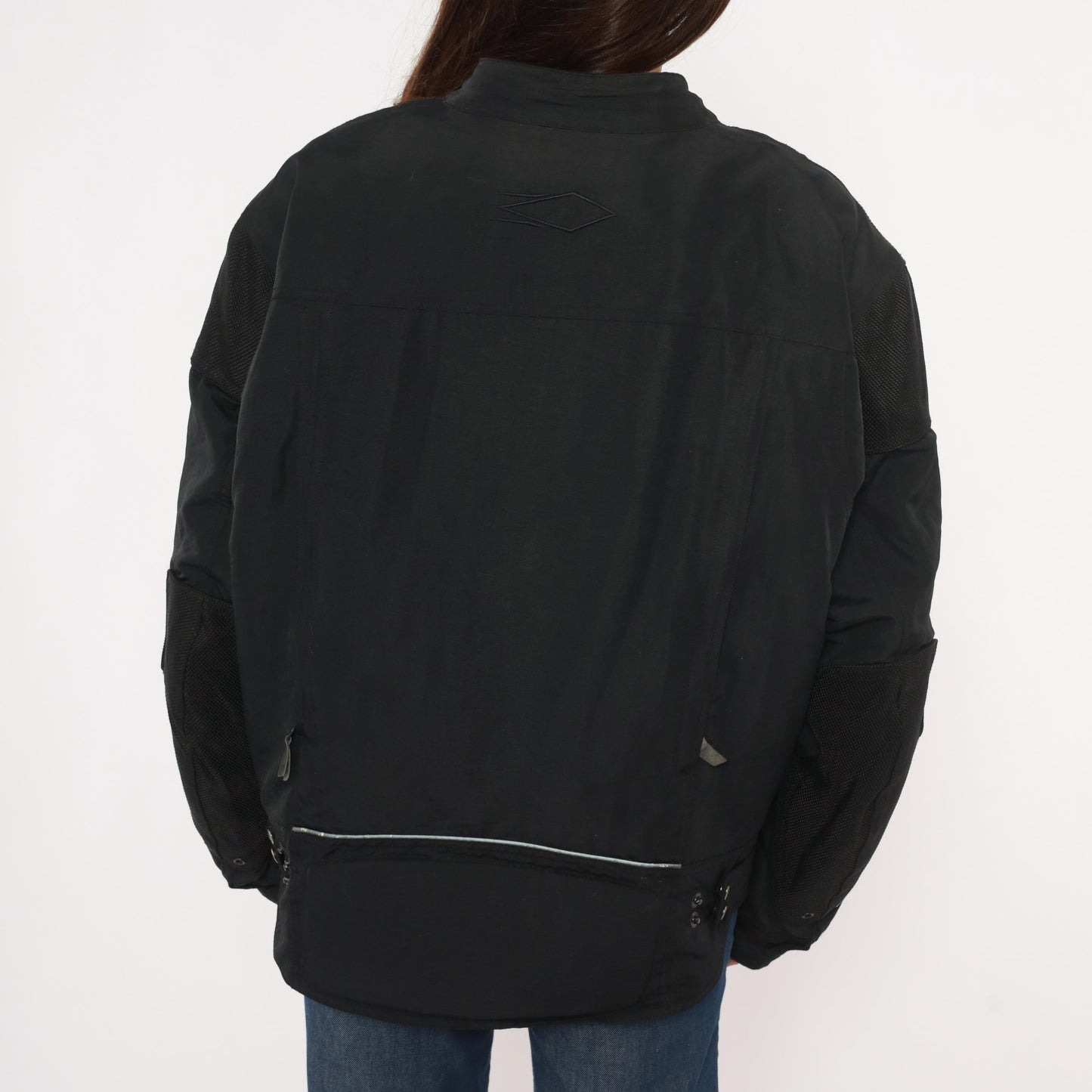 2000s Power Trip Black Motorcycle Jacket Mesh Panel Snap Collar Mens Extra Large XL