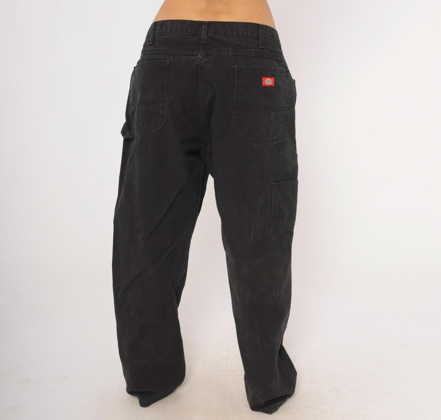 Y2K Dickies Carpenter Pants Black Cotton Canvas Relaxed Fit 40 x 30