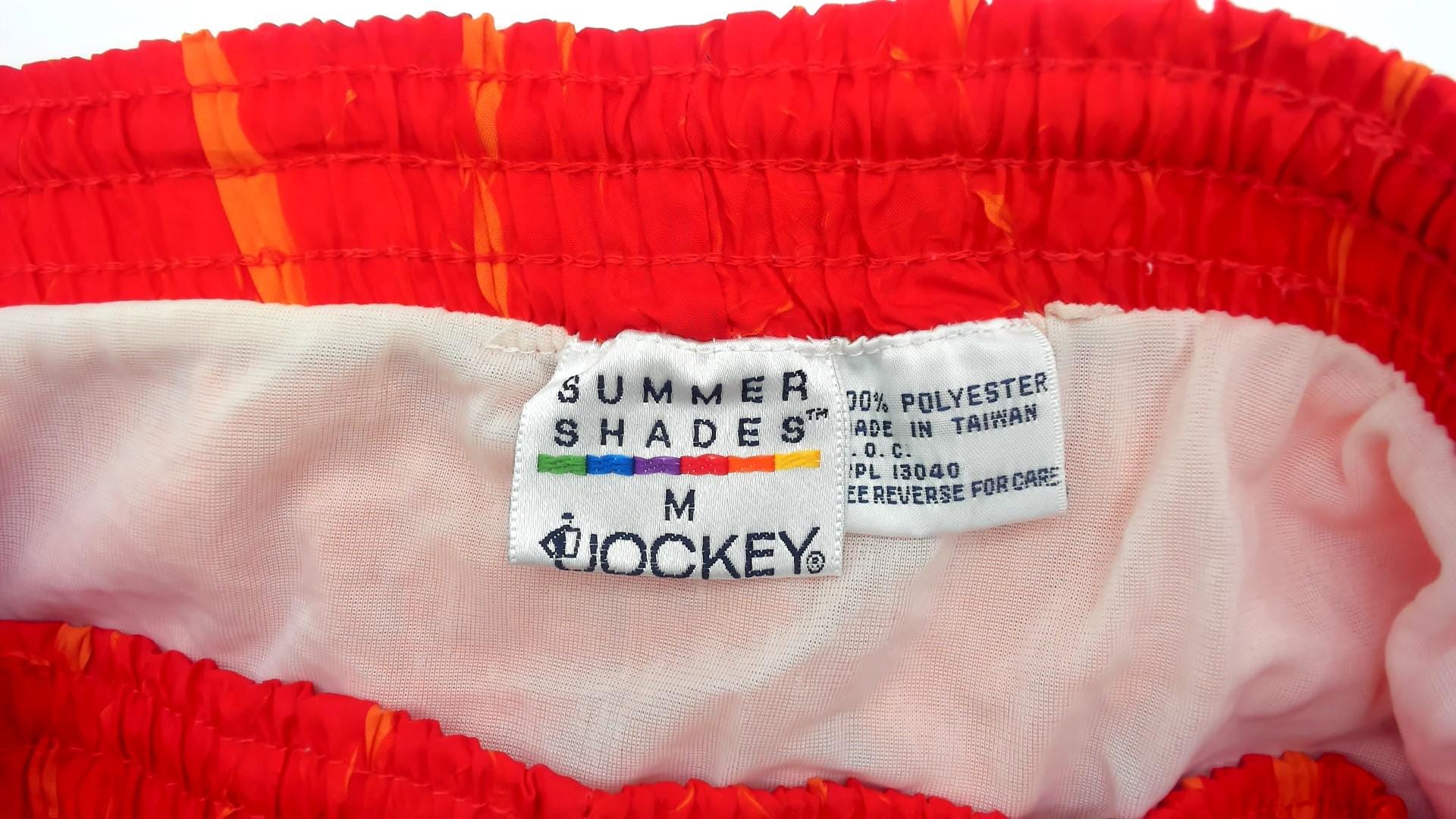 80s Summer Shades Jockey Red Orange Crinkle Athletic Shorts Medium M